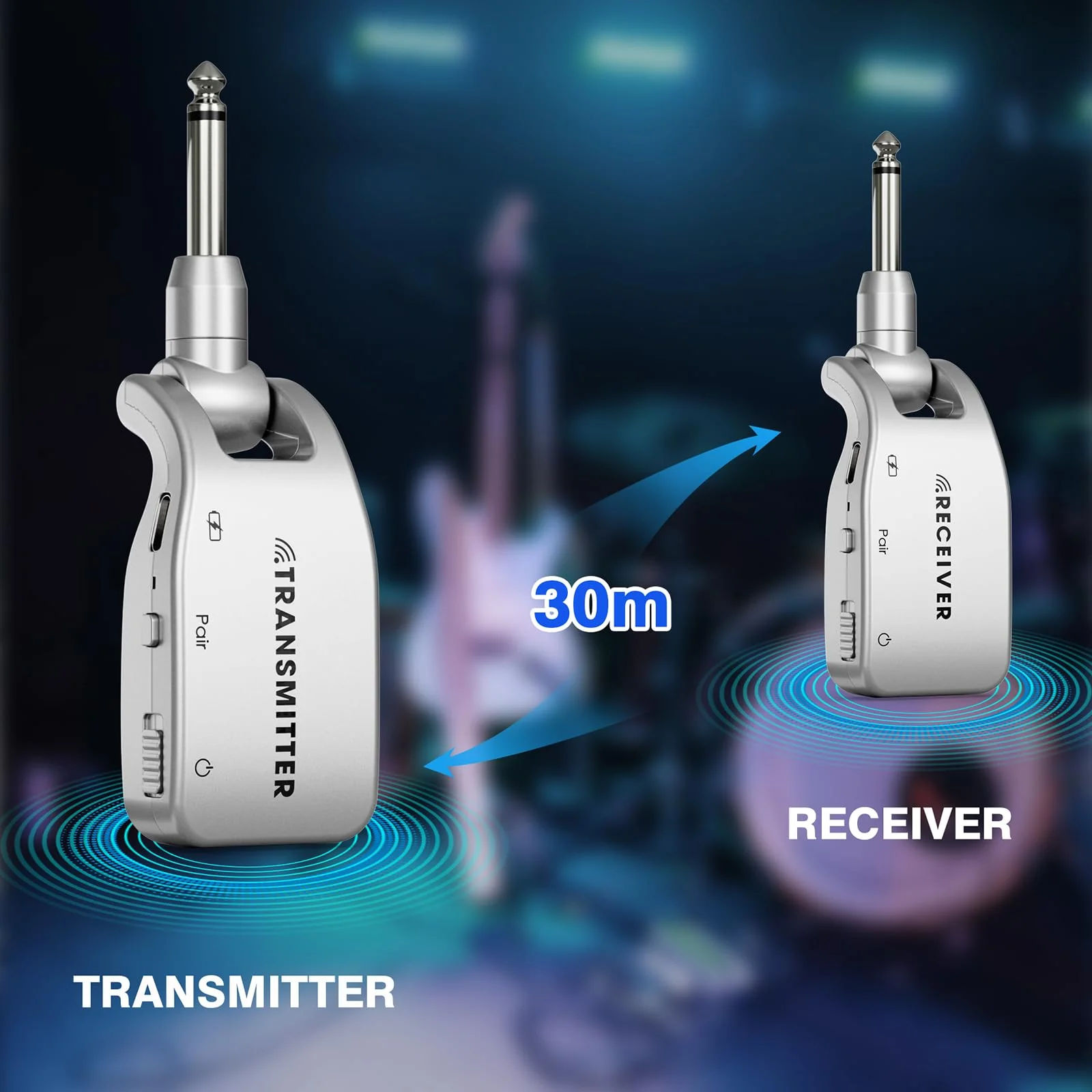 Wireless Guitar System 2.4 GHz with 6 Channels Rechargeable Lithium Battery Transmitter Receiver for Electric Guitar Bass Keyboard Piano - Image 2