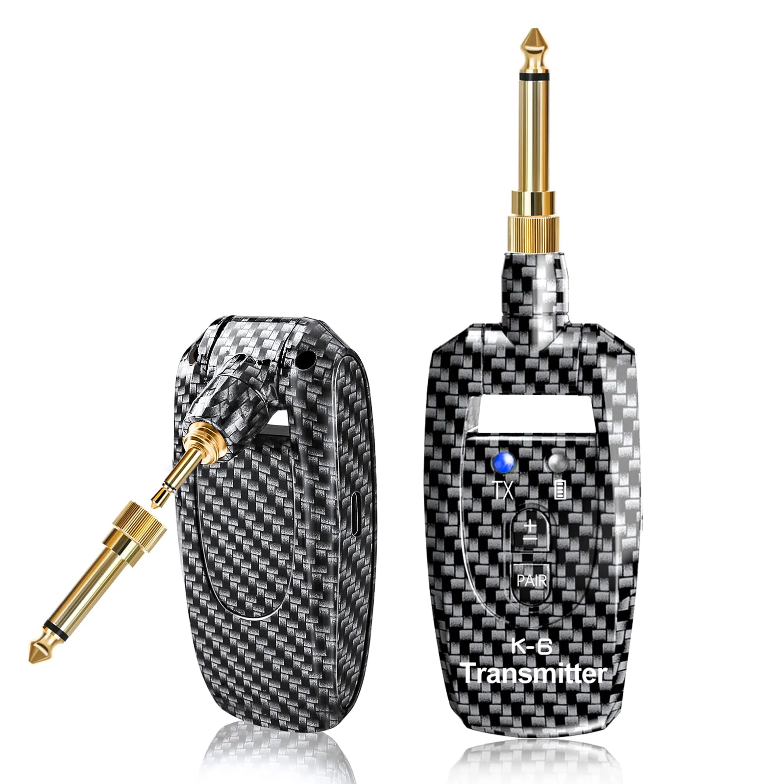 Wireless Guitar System 2.4GHz Transmitter Receiver, 24-bit 48KHz Audio, 100ft Range, Rechargeable 5-Hour Battery, 250° Rotating Plug, No Latency for Electric Bass, Guitar Accessories K6