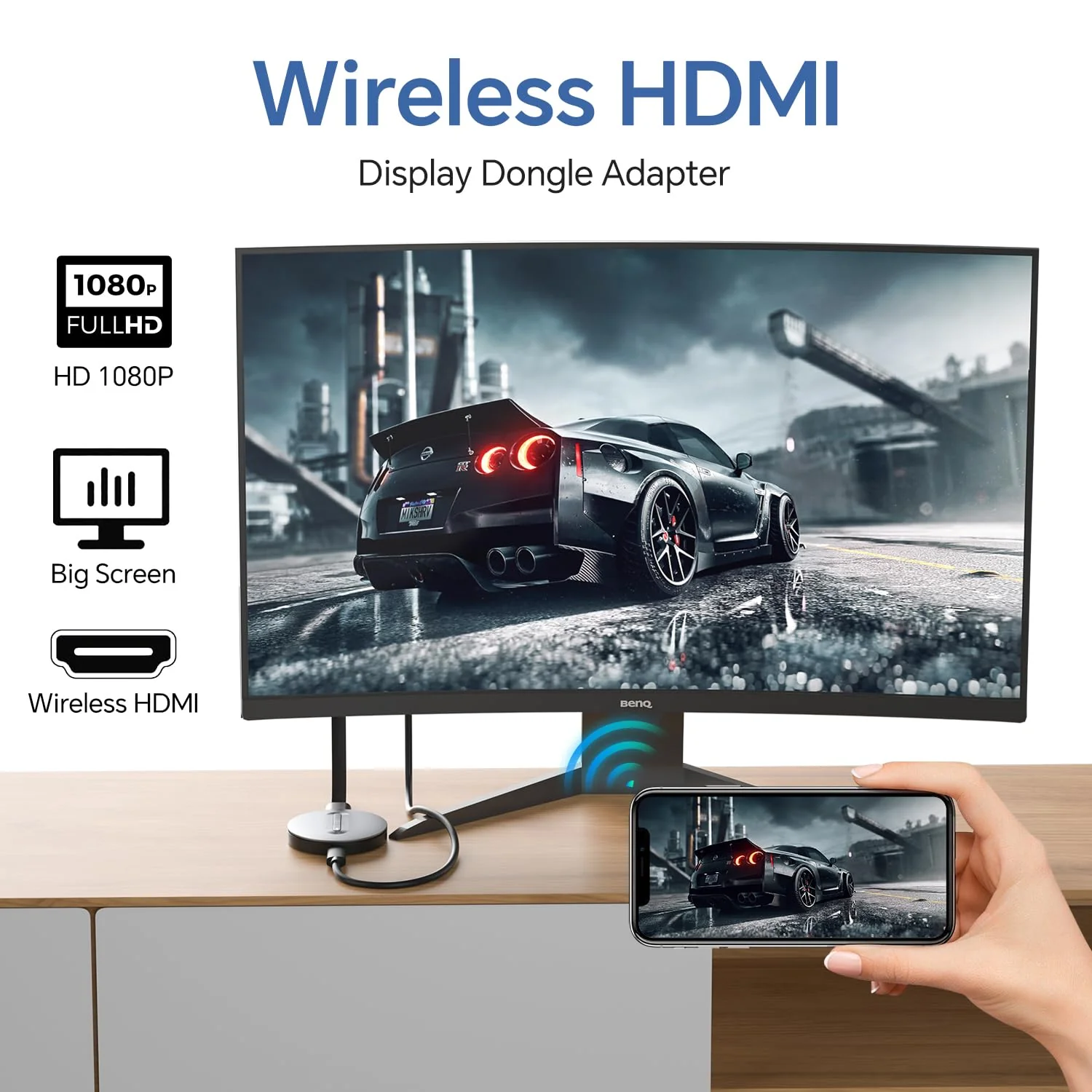 Wireless HDMI Display Dongle Adapter – Miracast Dongle, DLNA, AirPlay - Plug & Play Video/Audio Streaming from Laptop, PC, Smartphone to HDTV, Projector, Monitor - Image 5