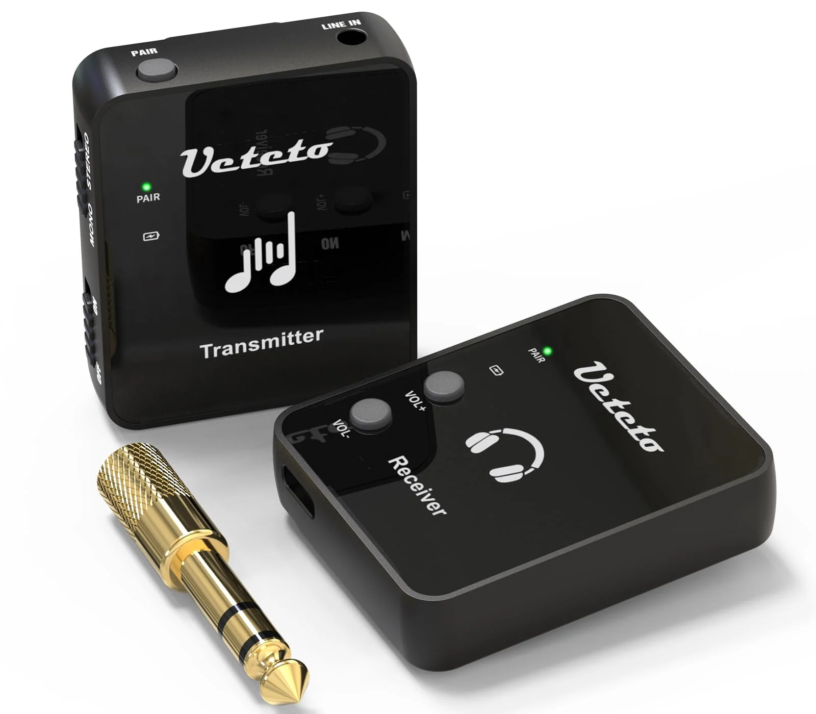 Wireless in Ear Monitor System 2.4G Stereo IEM System with Transmitter Beltpack Receiver Automatic Pairing, for Studio, Band Rehearsal, Live Performance One Transmitter+One Receiver