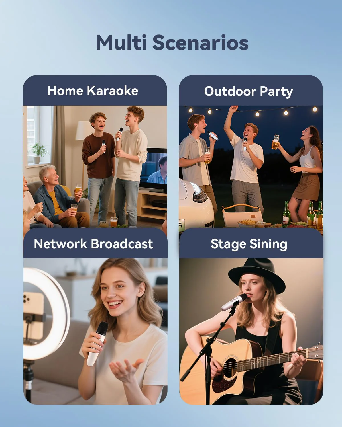 Wireless Karaoke Microphones with 8 Joy Tune Effects, Handheld Rechargeable Single Mic with 3.5mm AUX Receiver, Car Karaoke Micphone with Portable Storage Bag for Cars, Speaker, Phones (Not for Tesla) - Image 8