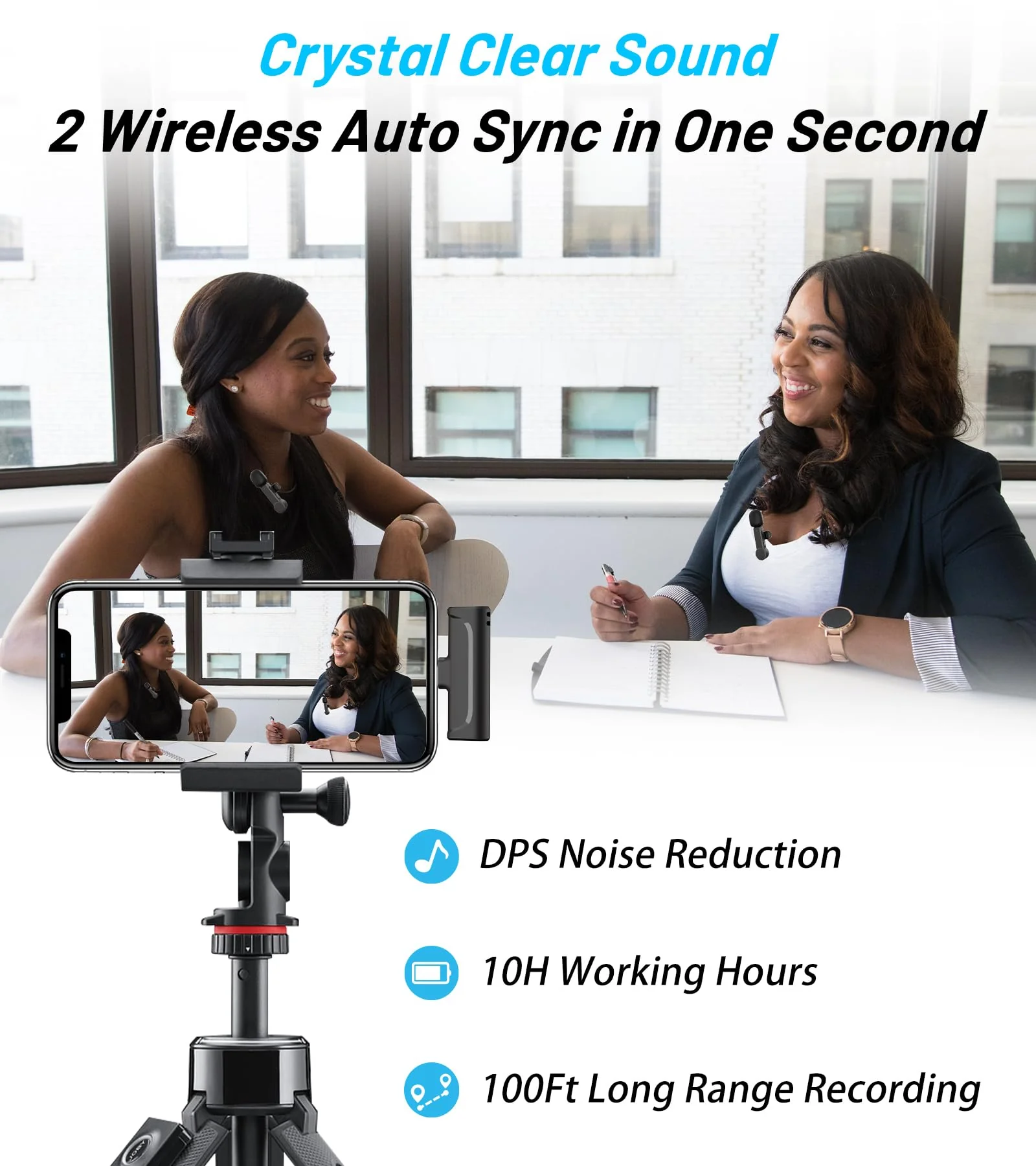 Wireless Lavalier Microphone for iPhone 15 Android iPad - Cordless USB-C Mic for Video Recording Vlog, Crystal Clear Sound, Noise Reduction USB-C Mic with Lightning Adapter - Image 2