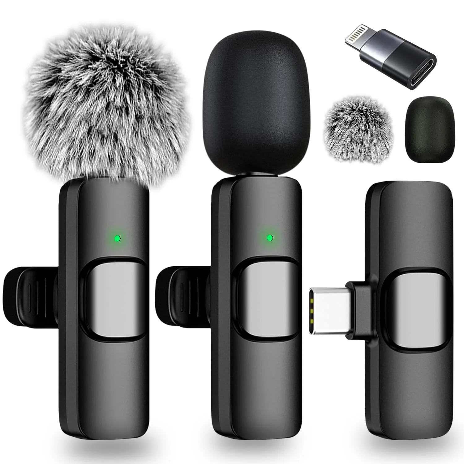 Wireless Lavalier Microphone for iPhone - Android, iPad, Tablets, Bluetooth Mini Microphone with Noise Canceling,65FT Transmission,6H Battery Life, Professional Lapel Mic for Video Recording