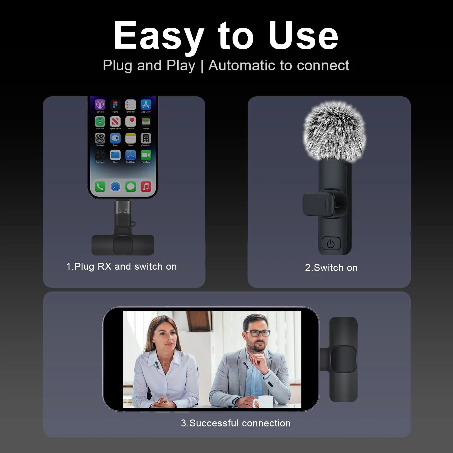 Wireless Lavalier Microphone for iPhone - Android, iPad, Tablets, Bluetooth Mini Microphone with Noise Canceling,65FT Transmission,6H Battery Life, Professional Lapel Mic for Video Recording - Image 6