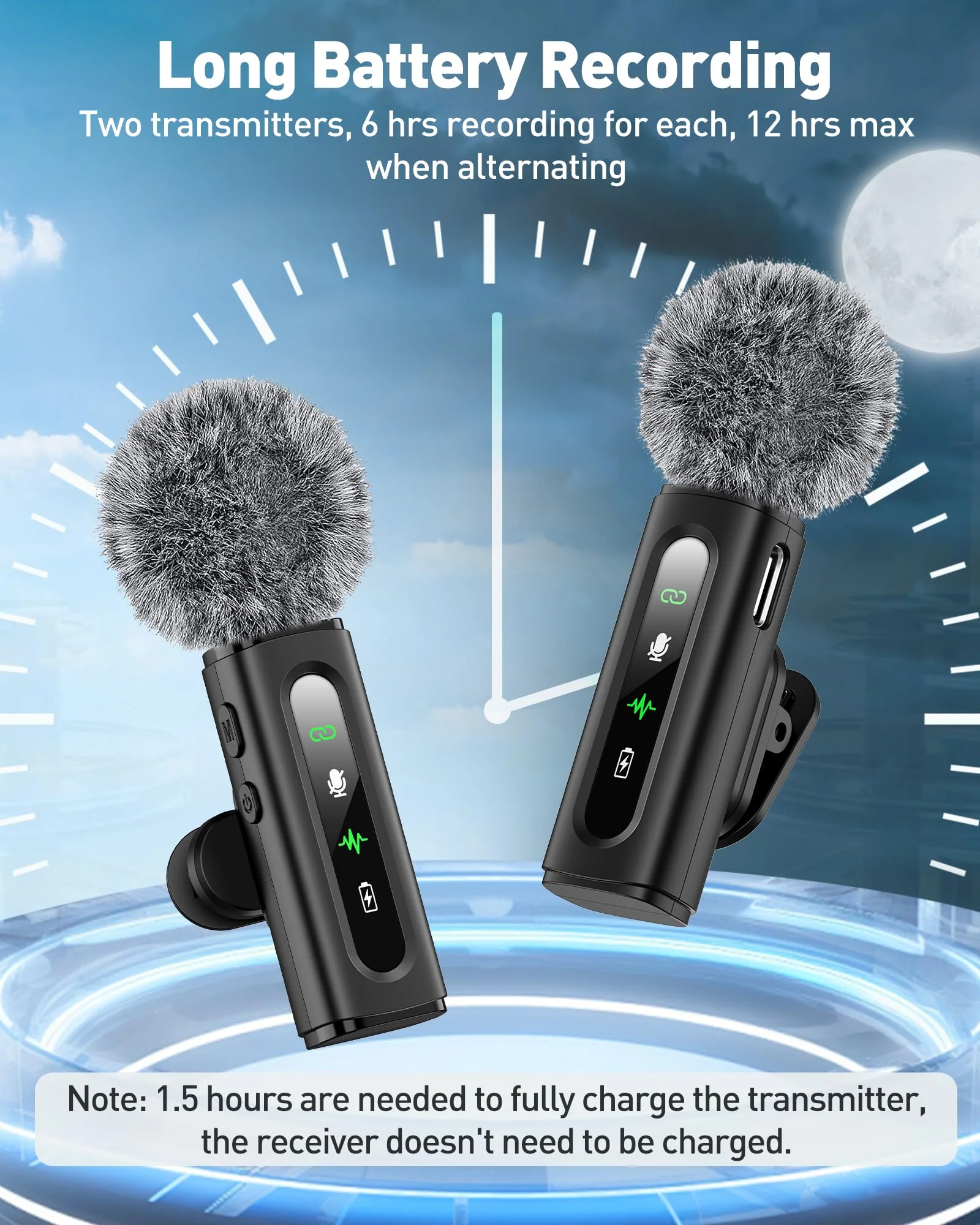 Wireless Lavalier Microphone for iPhone, Android, USB C, PC, Camera Video Recording 4 in 1 Clip-on Mics with Rotatable Clip&Denoise Recording, for Vlog Tiktok YouTube Podcast Content Creator 3in1 Black3 - Image 6