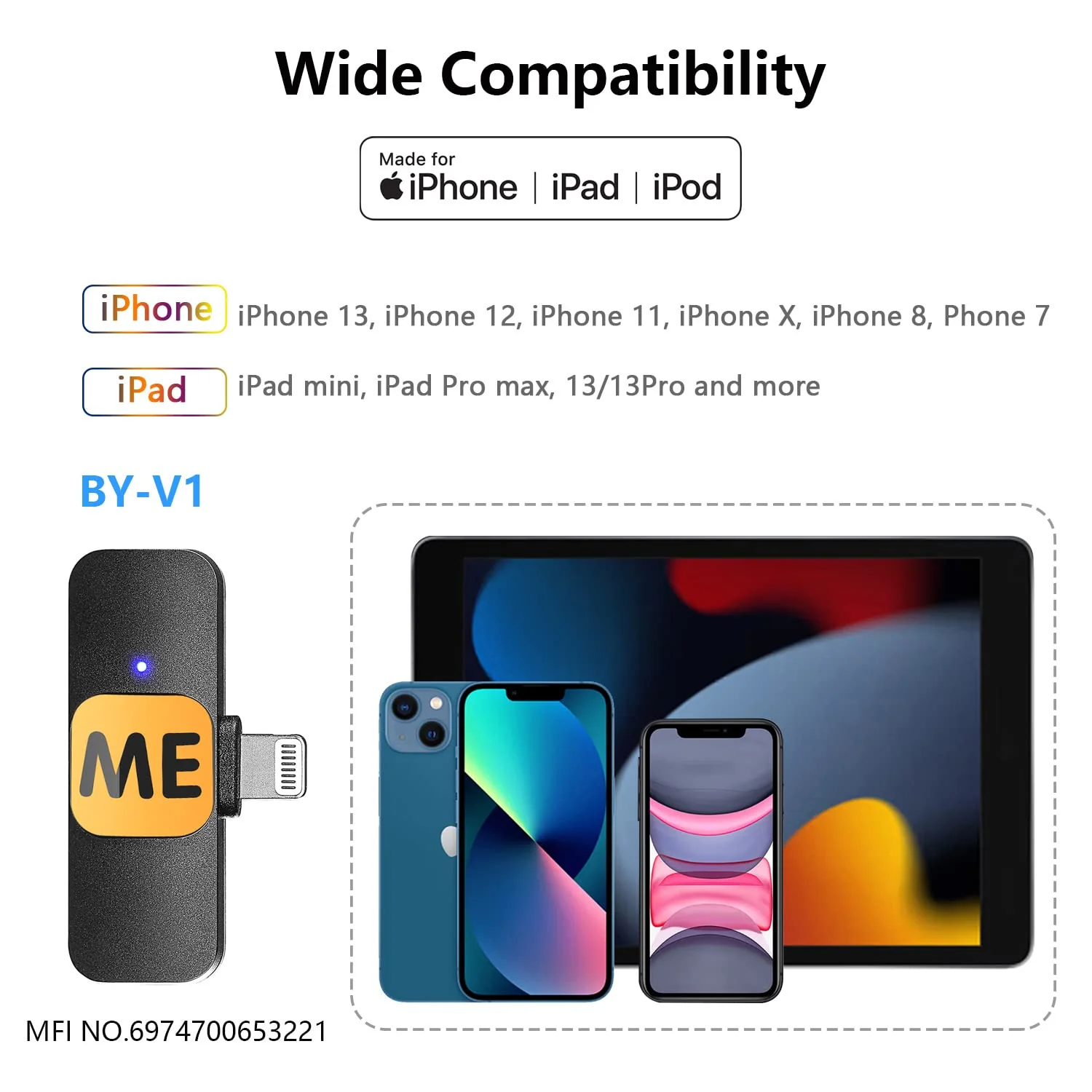 Wireless Lavalier Microphone for iPhone iPad Plug Play Lightning Microphones Mini Noise Cancellation Cordless Clip on Lapel Mic for Video Recording Interview Vlogging YouTube Live Streaming ME MIC-S2 - Image 5