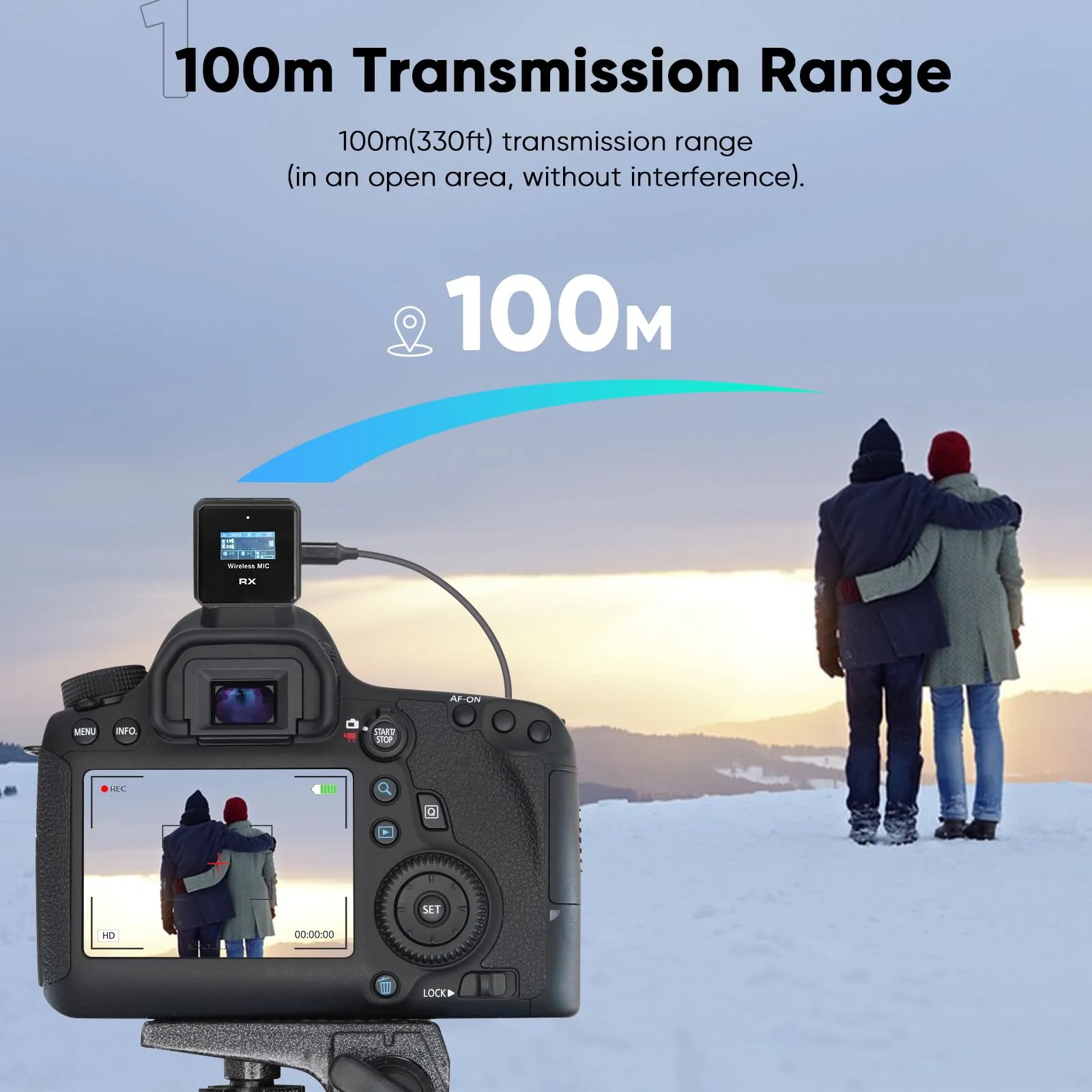Wireless Microphone, 100m (328 ft.) Range Bluetooth Microphone, 24-Hour Battery, Noise Cancellation, Wireless Microphone for PC, iPhone, Andriod,lav mic，MIC Wireless - Image 4