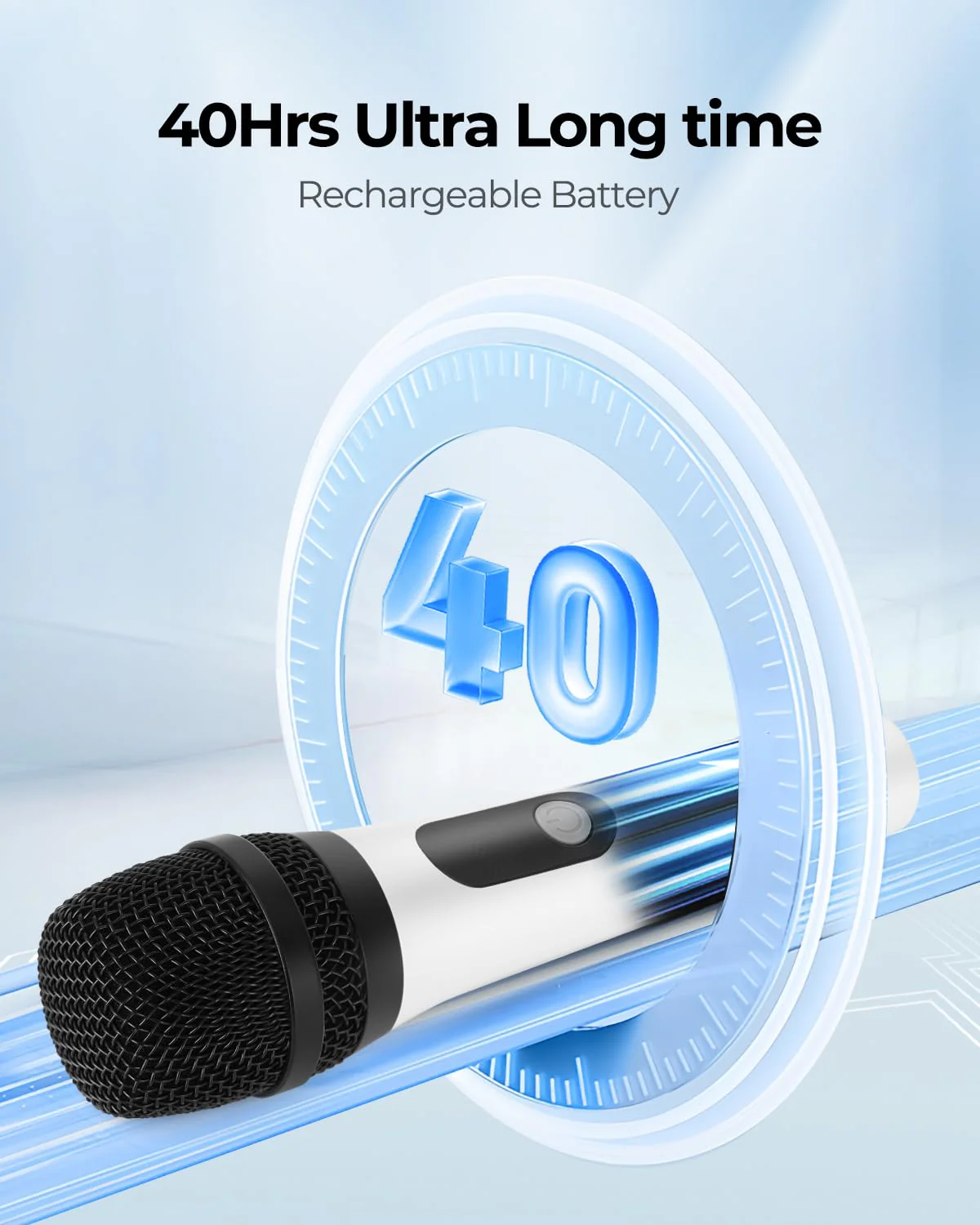 Wireless Microphone, FOLTUSMY Dual Digital Dynamic Bluetooth Microphone with Rechargeable Receiver, 200ft Range, Microphone for Singing, Karaoke, Meeting, Church, Wedding - Image 7