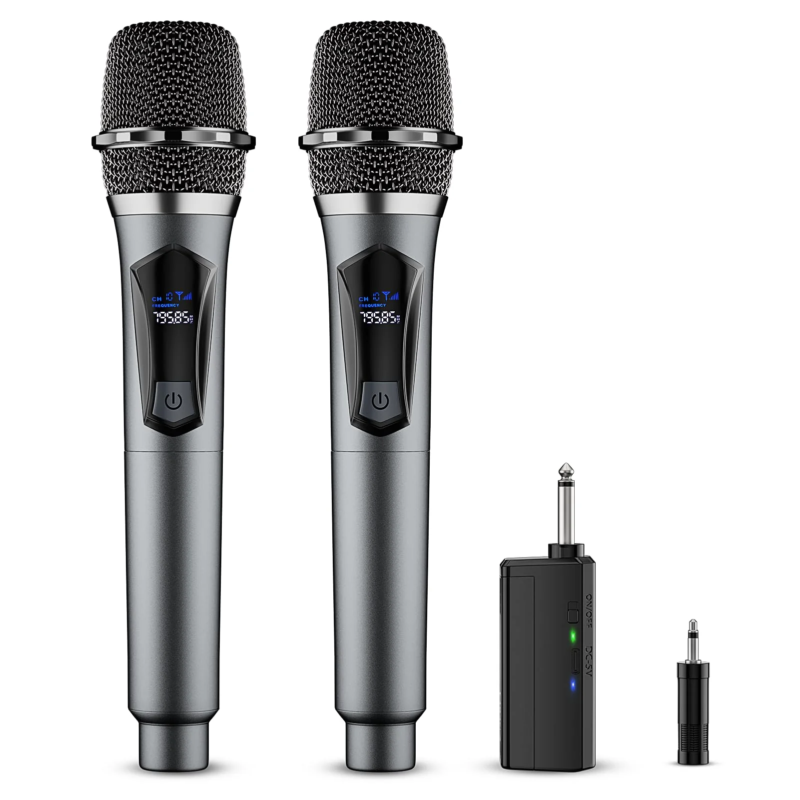 Wireless Microphone,Professional Dual Handheld Cordless Dynamic Mic System with Rechargeable Receiver,Karaoke Microphone Set for Singing, Karaoke, Wedding, DJ, Party, Speech,Church,Class Use,PA System
