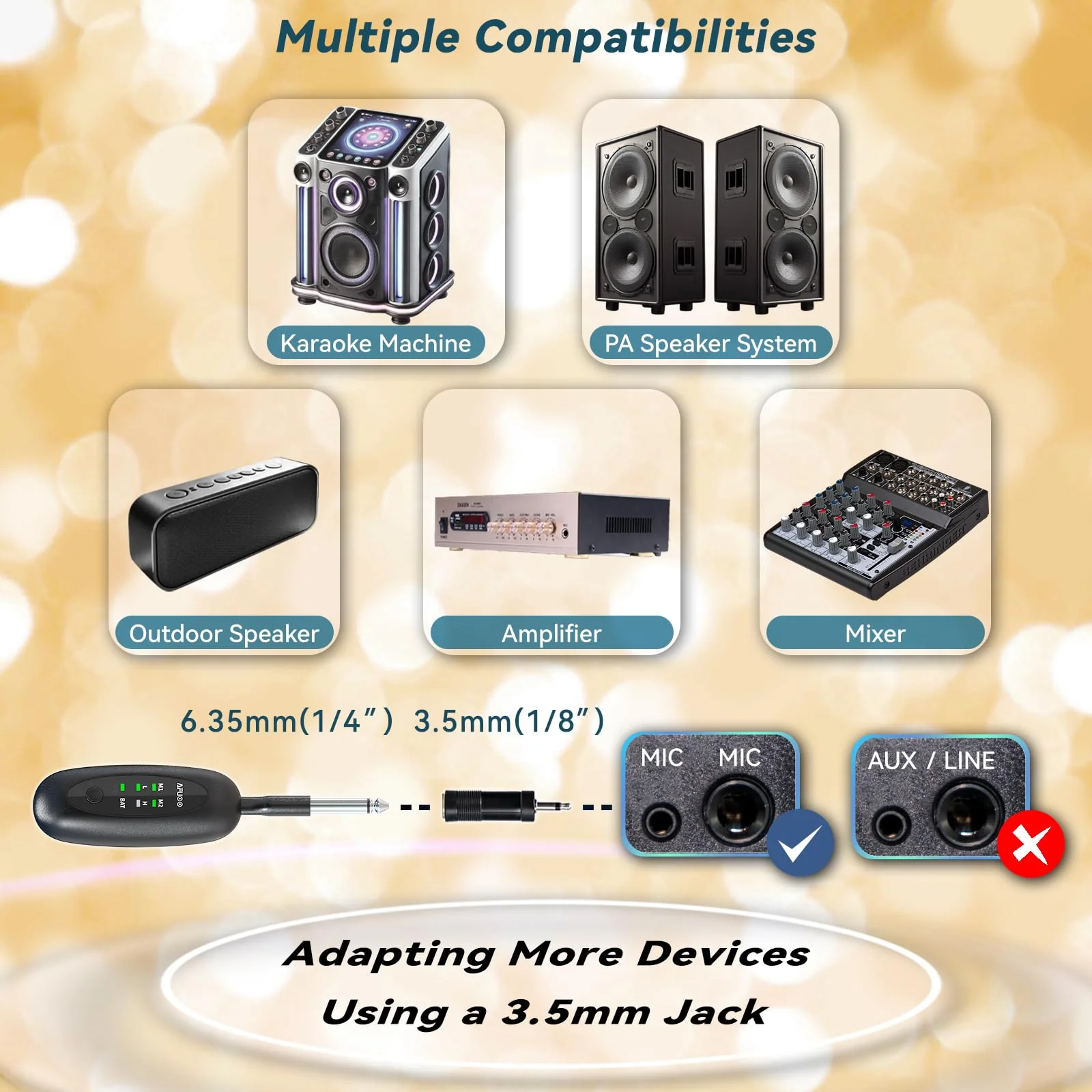 Wireless Microphone Set for Singing, Speeches, Karaoke, Dual-Mic Receiver with AA Battery, Storage Case Included, Metal Cordless Mic 2 Pack for Karaoke Machines, PA Systems, Amplifier, Navy Blue - Image 6