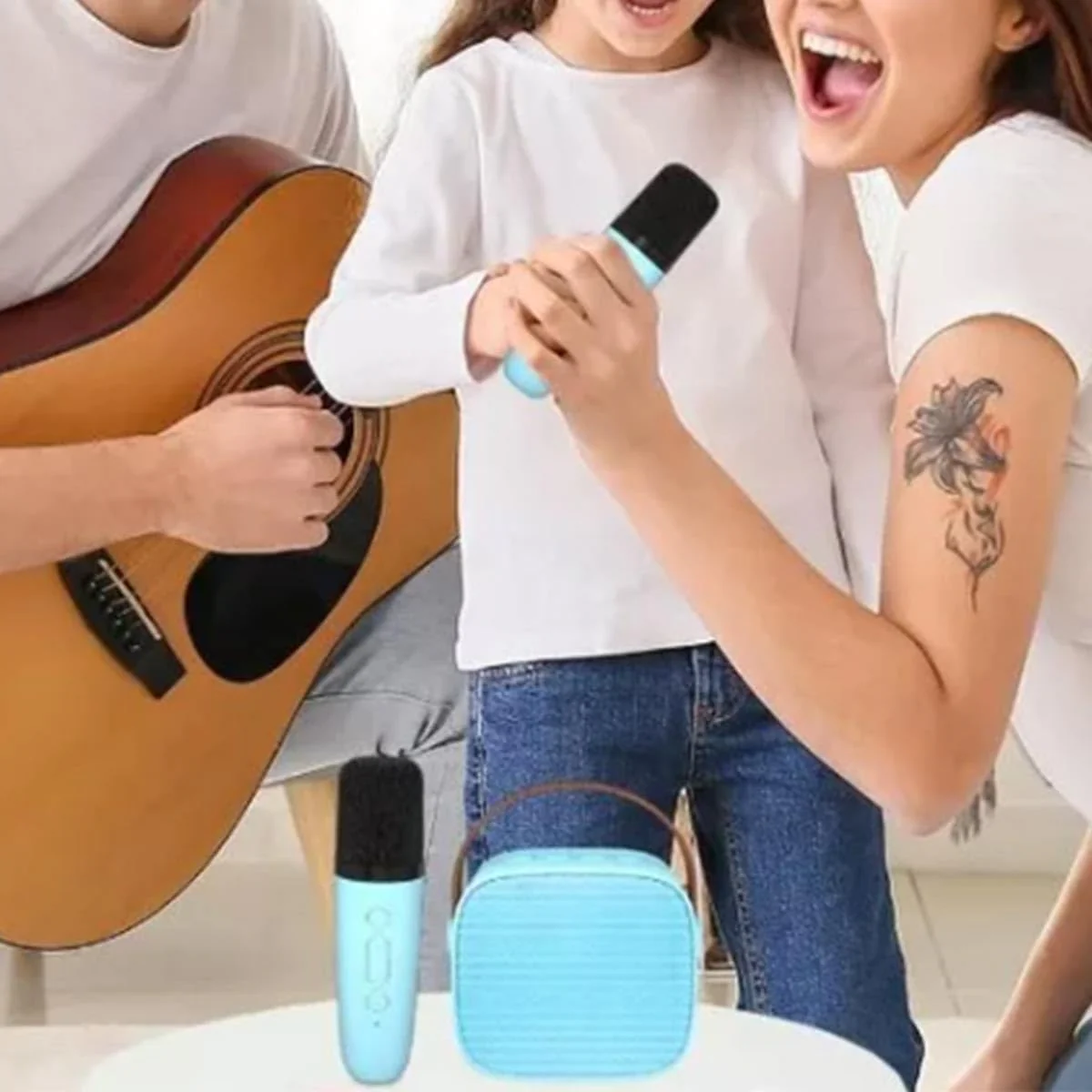 Wireless Microphone Speaker, Bluetooth Small Speaker, with Atmosphere Light, Suitable for Home and Outdoor, Blue - Image 5