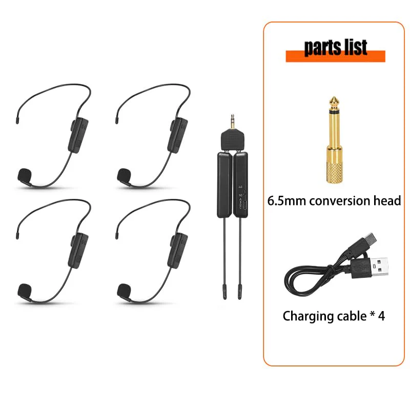 Wireless Microphone System for 4 People,2.4G Wireless Headset Mics and Handheld Mics 2 in 1,Ideal for Speakers,Voice Amplifier,PA System,Teacher,Tour Guides,Fitness Instructor - Image 2