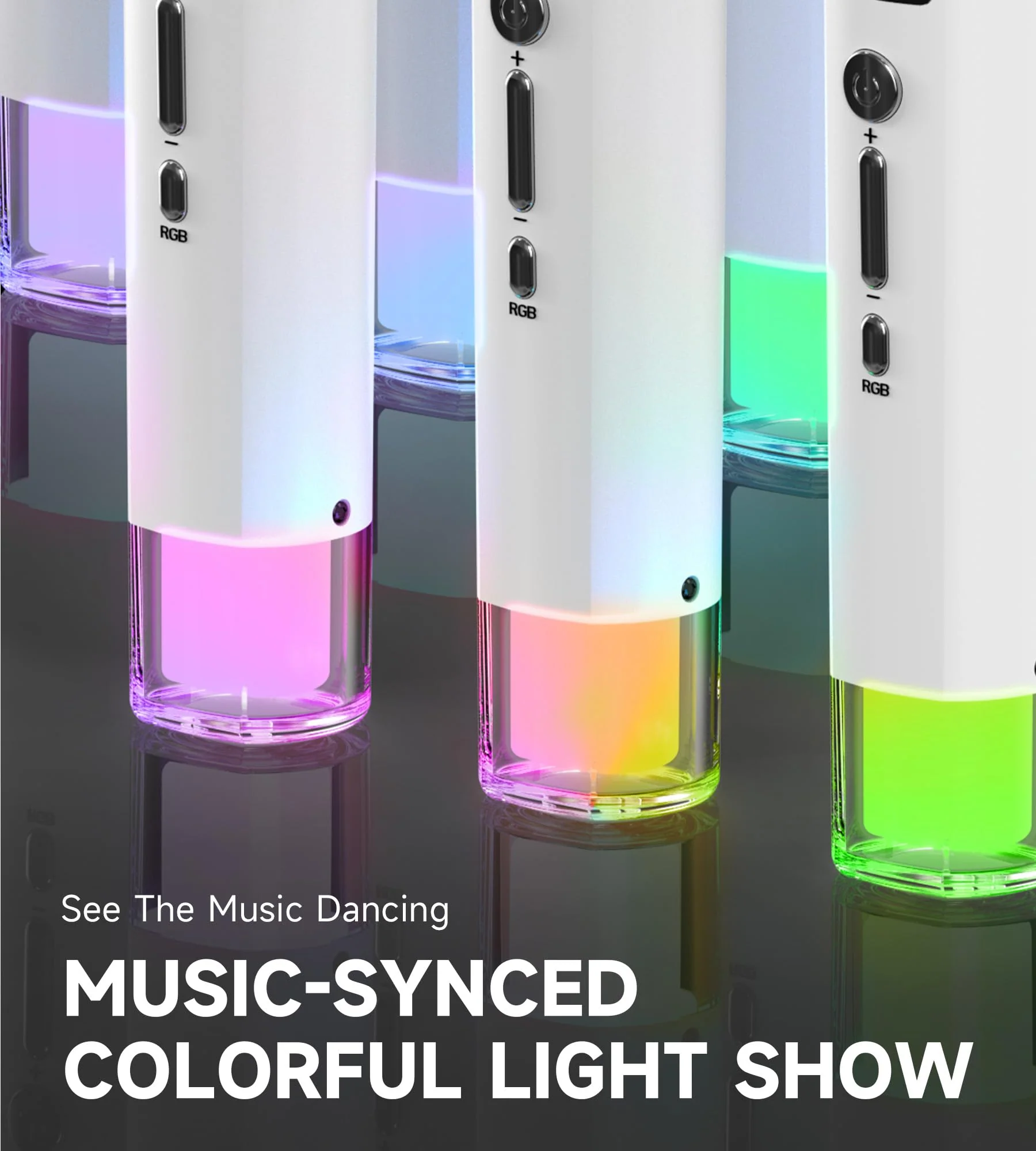 Wireless Microphones, Microphone with One-to-One Chip Connection and LED Lights, 40H Duration, 200FT Range Receiving, Volume Control Karaoke Microphone for Singing, Speech, Home Party, YouTube/TikTok White - Image 5