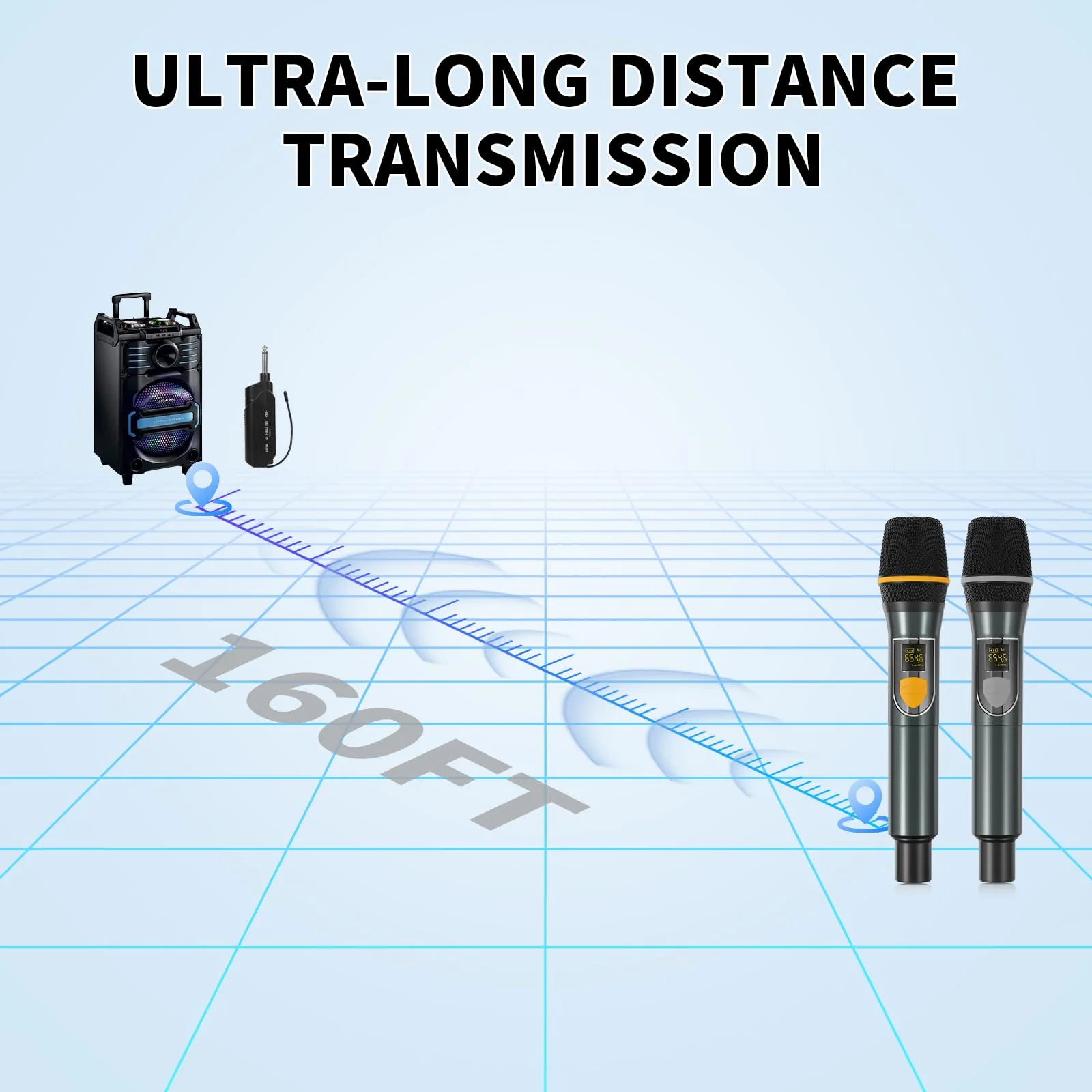 Wireless Microphones, Professional UHF Dual Microphones for Karaoke, Wireless Dynamic Microphone System Set with Rechargeable Receiver,Plug and Play, Speech, Wedding, Church, PA System - Image 6
