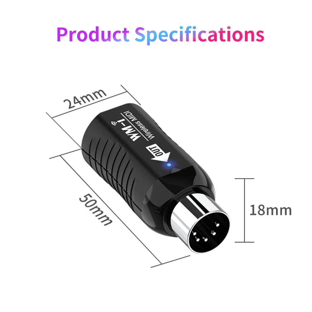 Wireless MIDI Adapter Rechargeable Audio Transmitter Receiver 2.4GHz Ultra-Low Latency Built-in Silent Portable MIDI Connector for Wind Instruments Guitar Digital Piano Keyboard - Image 6