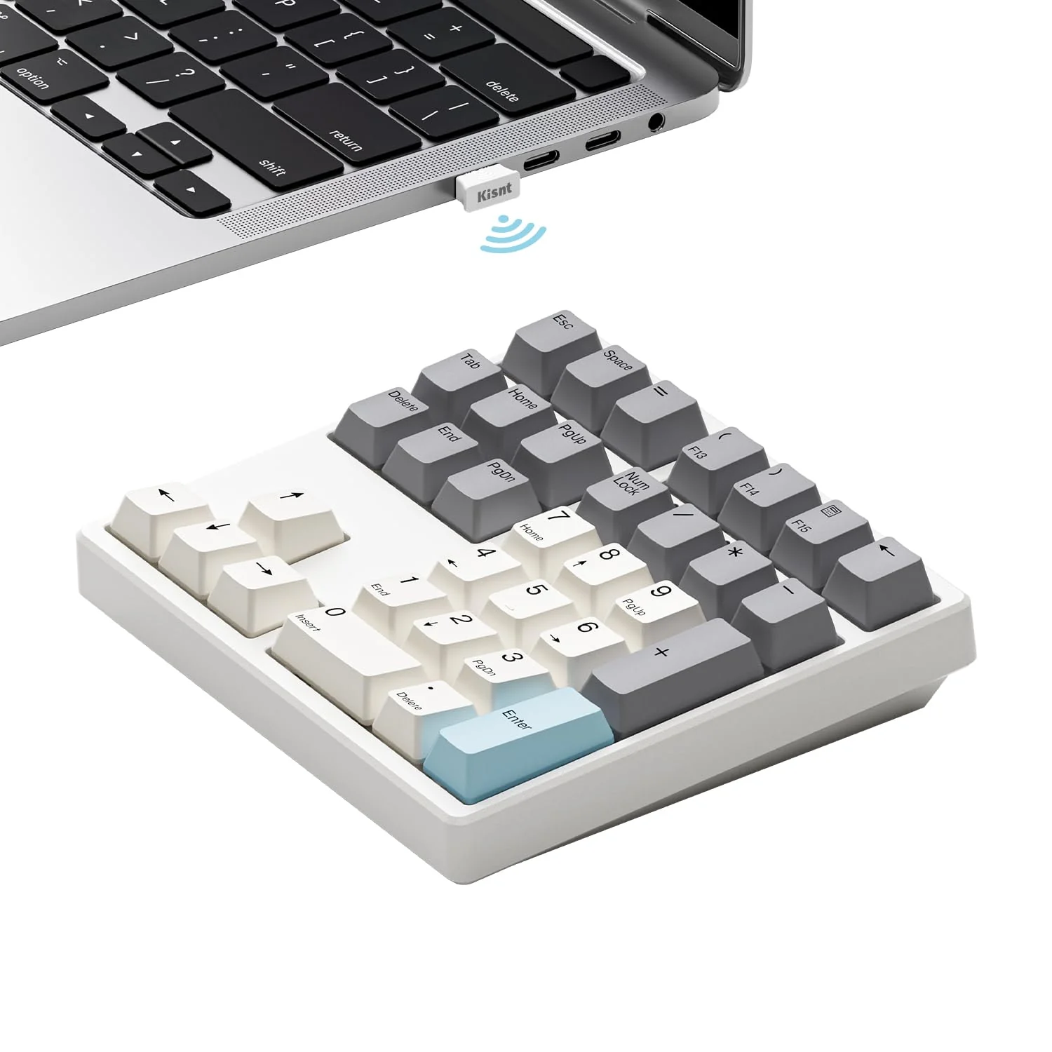 Wireless Number Pad, 34 Key 2.4GHz Rechargeable Mechanical Numpad,Gateron Red Switches Hot Swappable Numeric Keypad with PBT Keycaps for Laptop, Mac, PC Desktop - Image 8