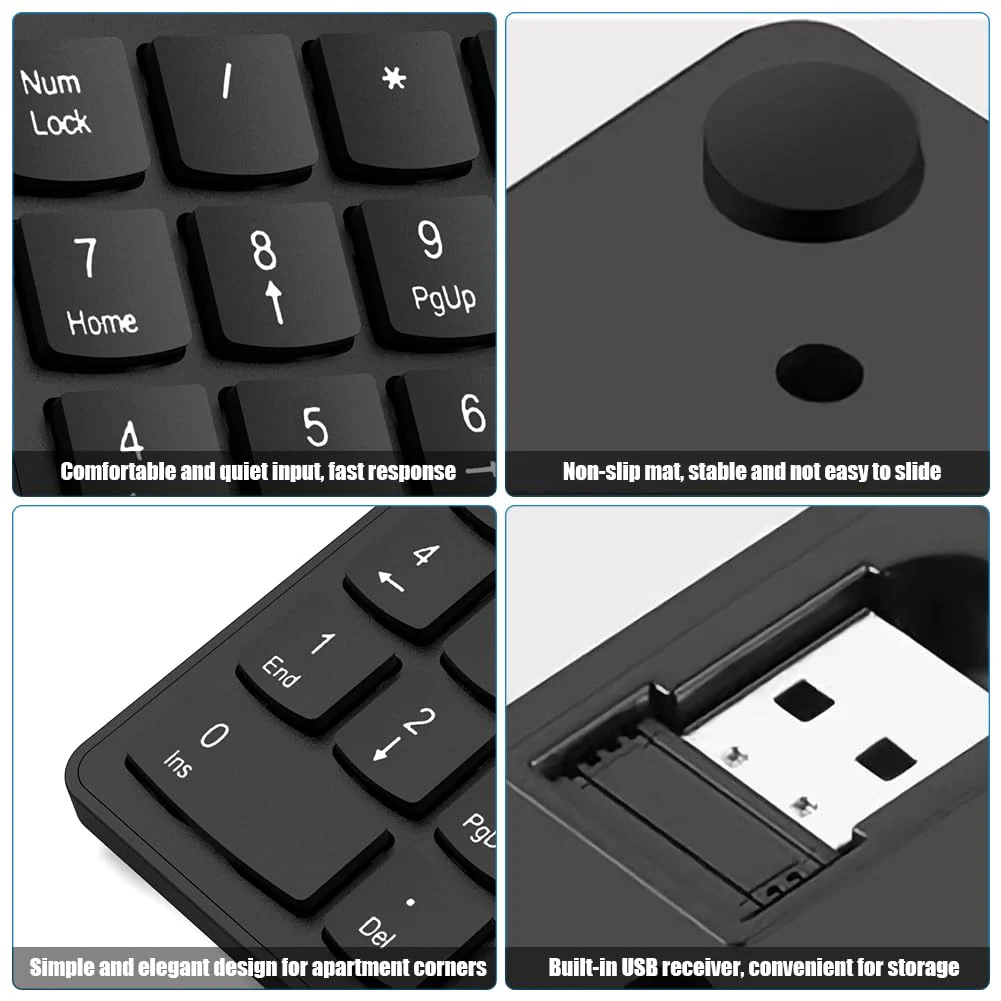 Wireless Number Pad, Numeric Keypad Numpad Keyboard 10 Key USB Keypad Office Accounting Essentials Desktop Computer Laptops Accessories Compatible Chromebook NoteBook EliteBook MateBook etc. Onyx - Image 4