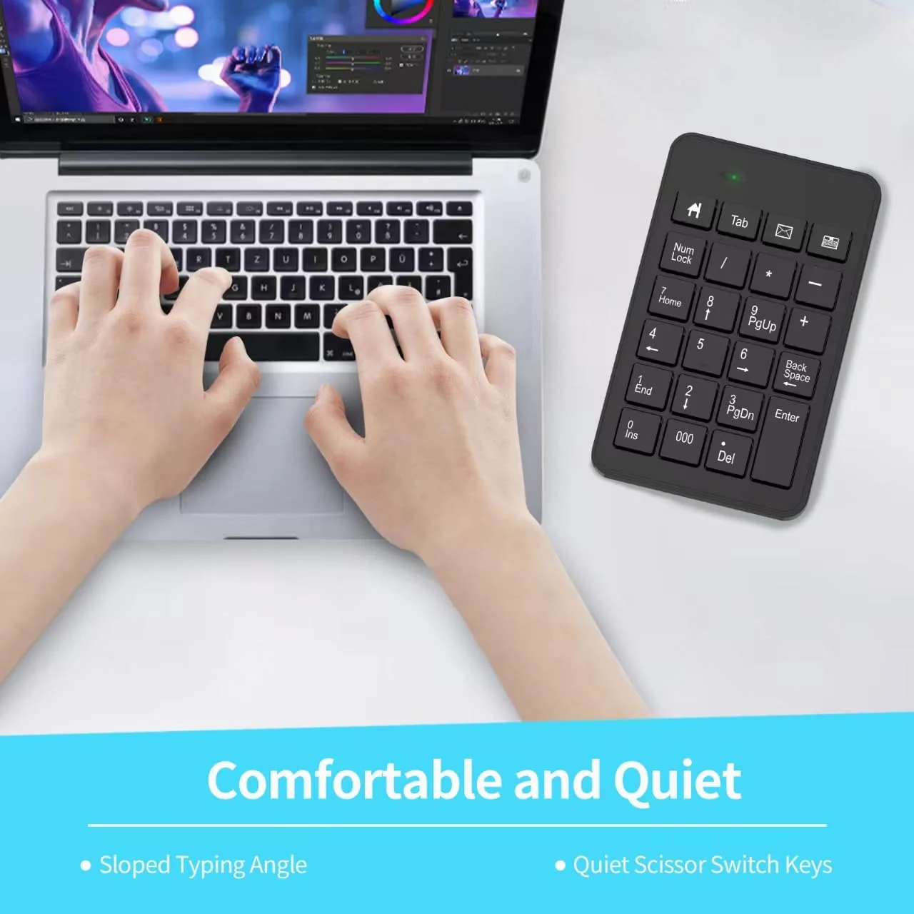 Wireless Number Pad with Battery, Enhanced Efficiency with 23 Keys Numeric Keypad Upgraded Version of 10 key USB Keyboard Financial Accounting Numpad for Laptop, PC, Notebook, Desktop,Surface Pro 2.4GWireless - Image 5