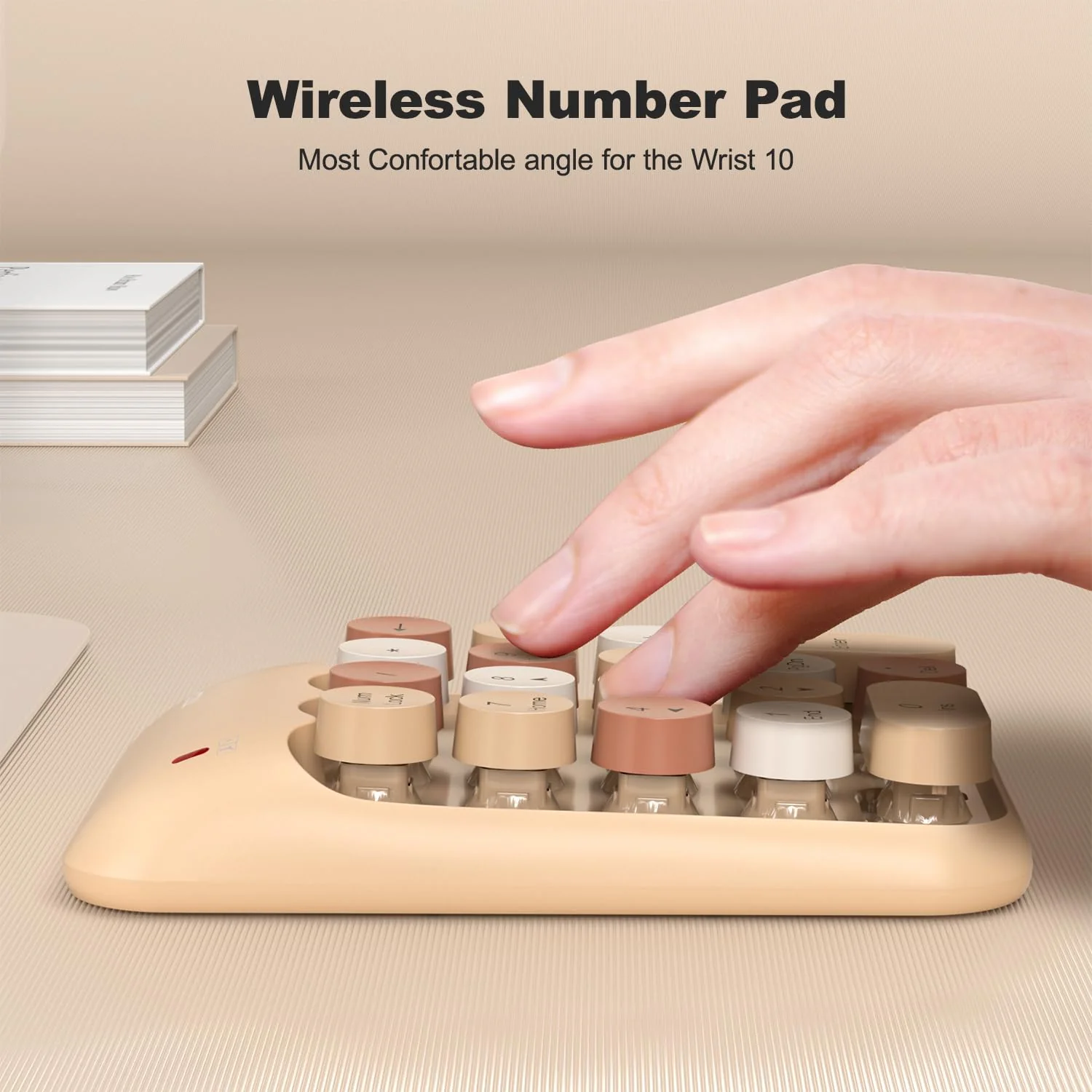Wireless Number Pads, Cute Colorful Numeric Keypad Numpad Portable 2.4 GHz Financial Accounting Number Keyboard Extensions, 18 Key Number Numpad for Laptop Desktop, PC (Cream) Green - Image 4