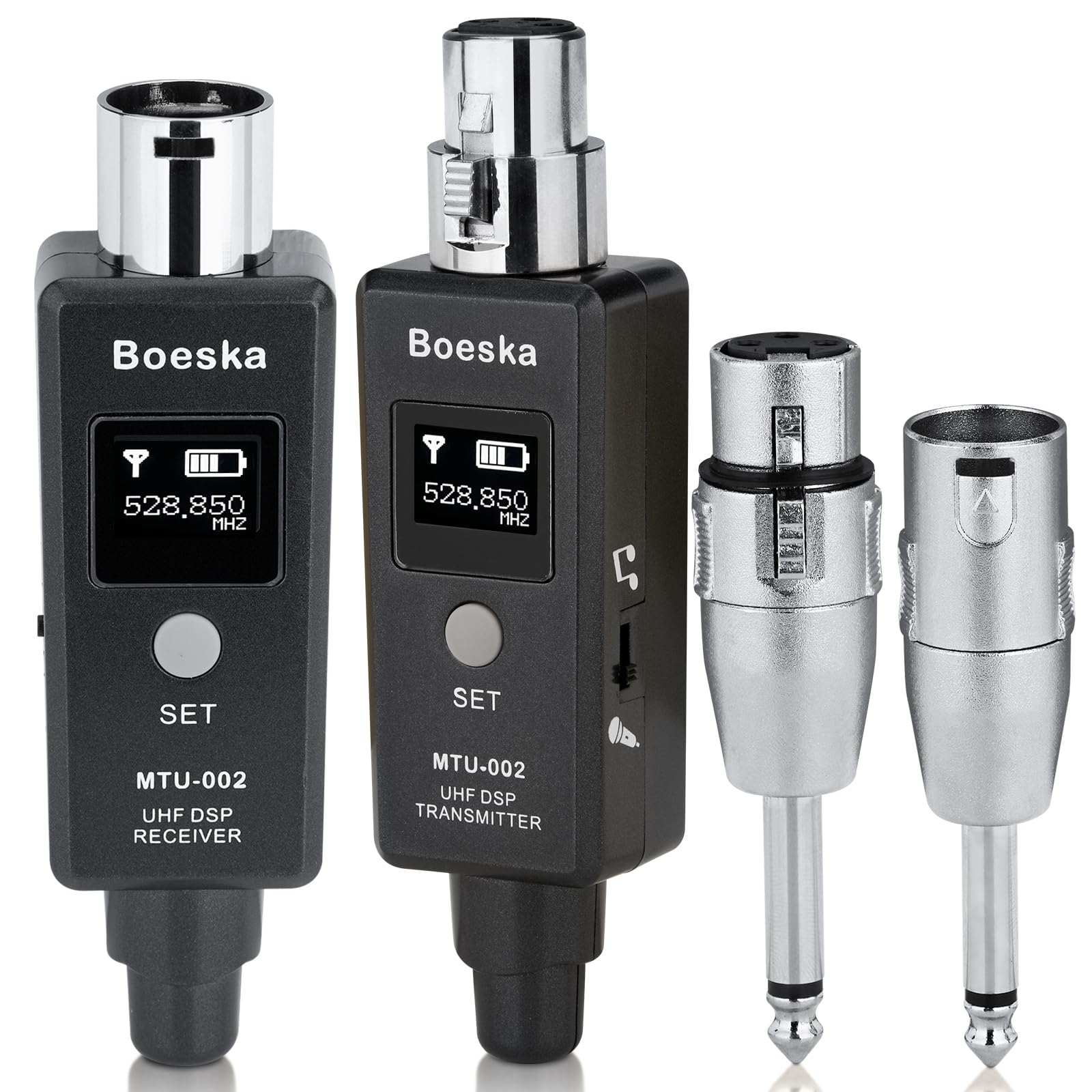 Wireless Transmitter And Receiver For Dynamic Microphones And Music Sources, UHF Wireless XLR Adapter System, 48k Frequency Signal Transmission,USB Recharge Capable, 100 Feet Range