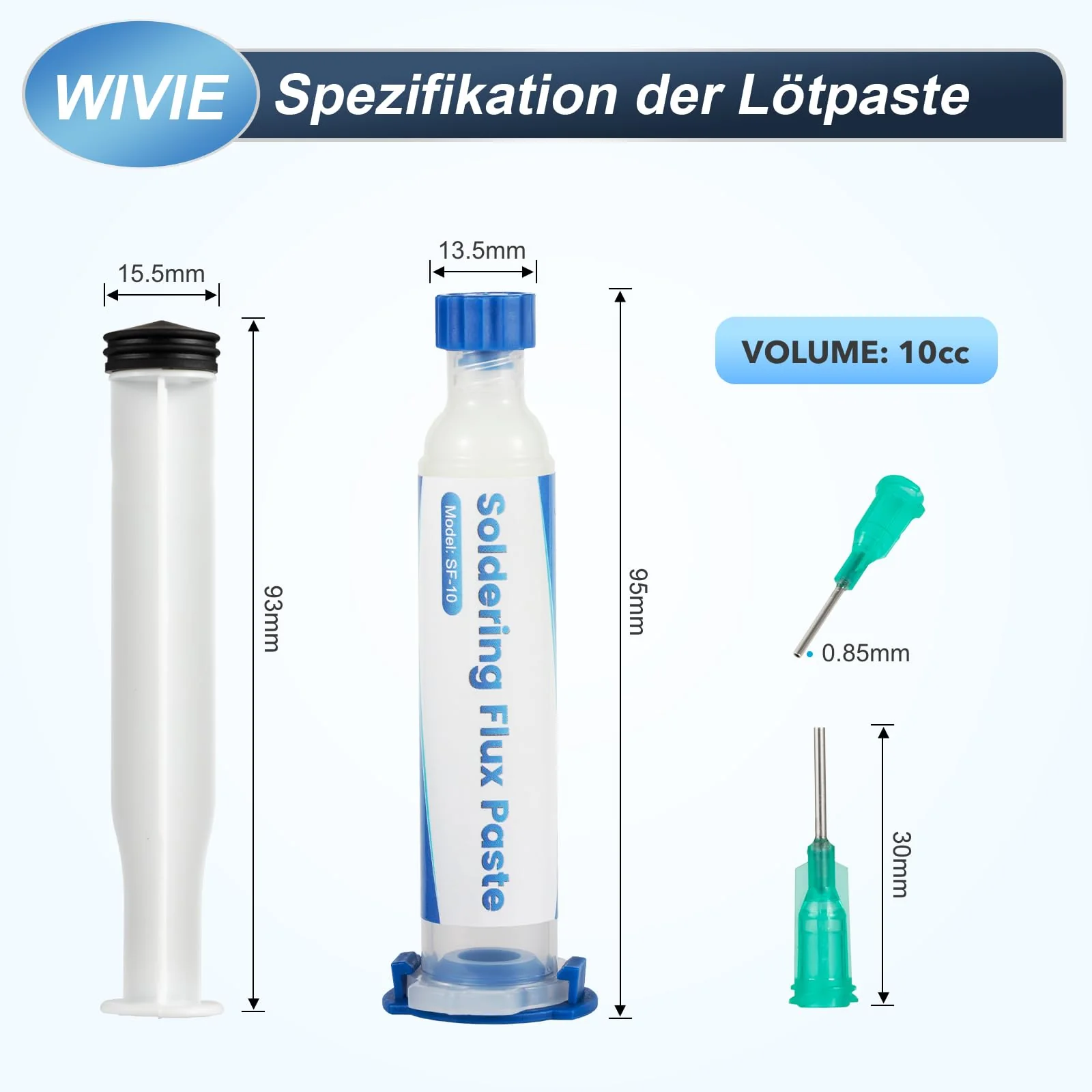 WIVIE Lead-free no-clean solder paste flux (3 packs) & 2.5 mm soldering desoldering wire, 3 m / 10 ft desoldering wire, pure copper desoldering wire for soldering removal (2 pieces) 3 Solder Paste and 2 Desoldering Wires - Image 2