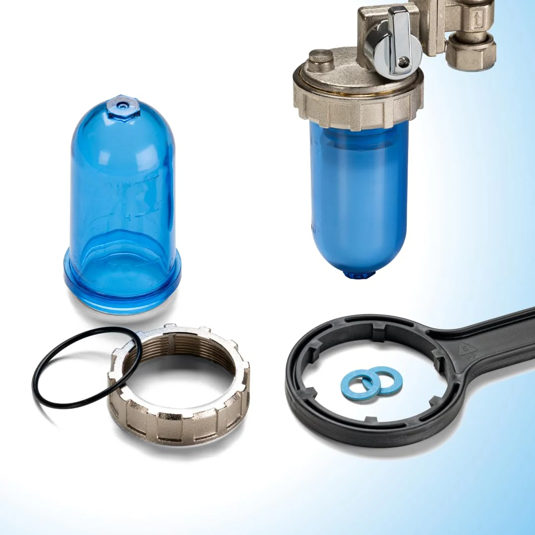 WK Rotating Polyphosphate Dispenser with Bypass, Connections 1/2 Inch, Transparent Shatterproof Pot, Limescale and Corrosion Protection for Sanitary and Sanitary Systems - Image 5