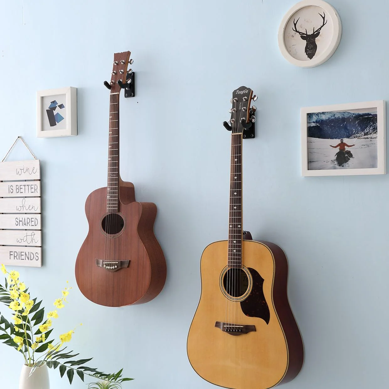 WOGOD Guitar Wall Mount Hangers 5 Pack Hanging Guitar Mount for Acoustic Electric Guitar Hanger Wall Mount Stylish Guitar Wall Mount - Image 6