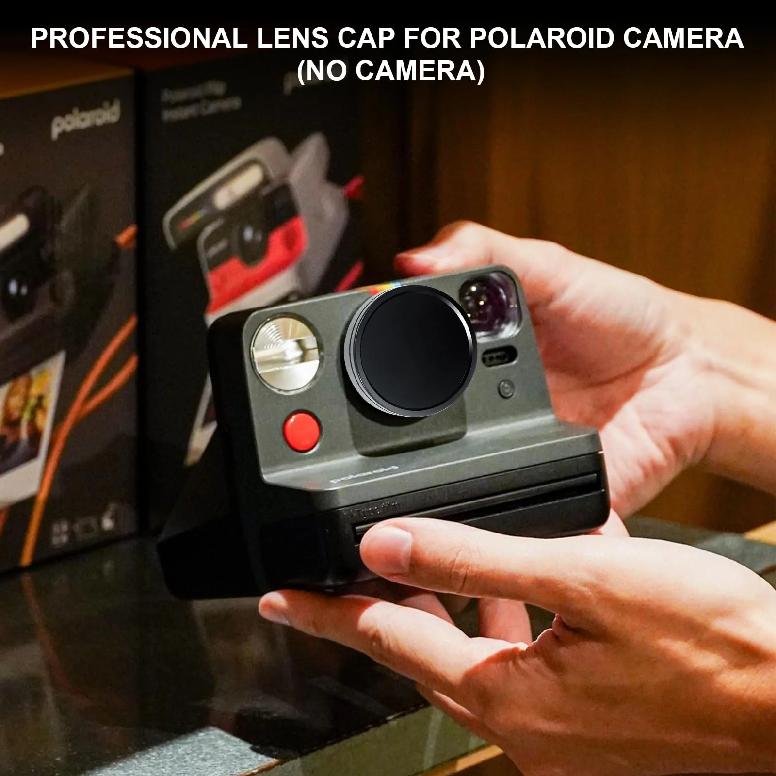 WOGOZAN Lens Cap for Polaroid Now Gen 3, Now+ Gen 2/3rd Instant Camera, Lens Cover for Polaroid, Aluminum Alloy Lens Cap & Inner Cushioning Sponge with Storage Bag (No Camera) - Black - Image 6