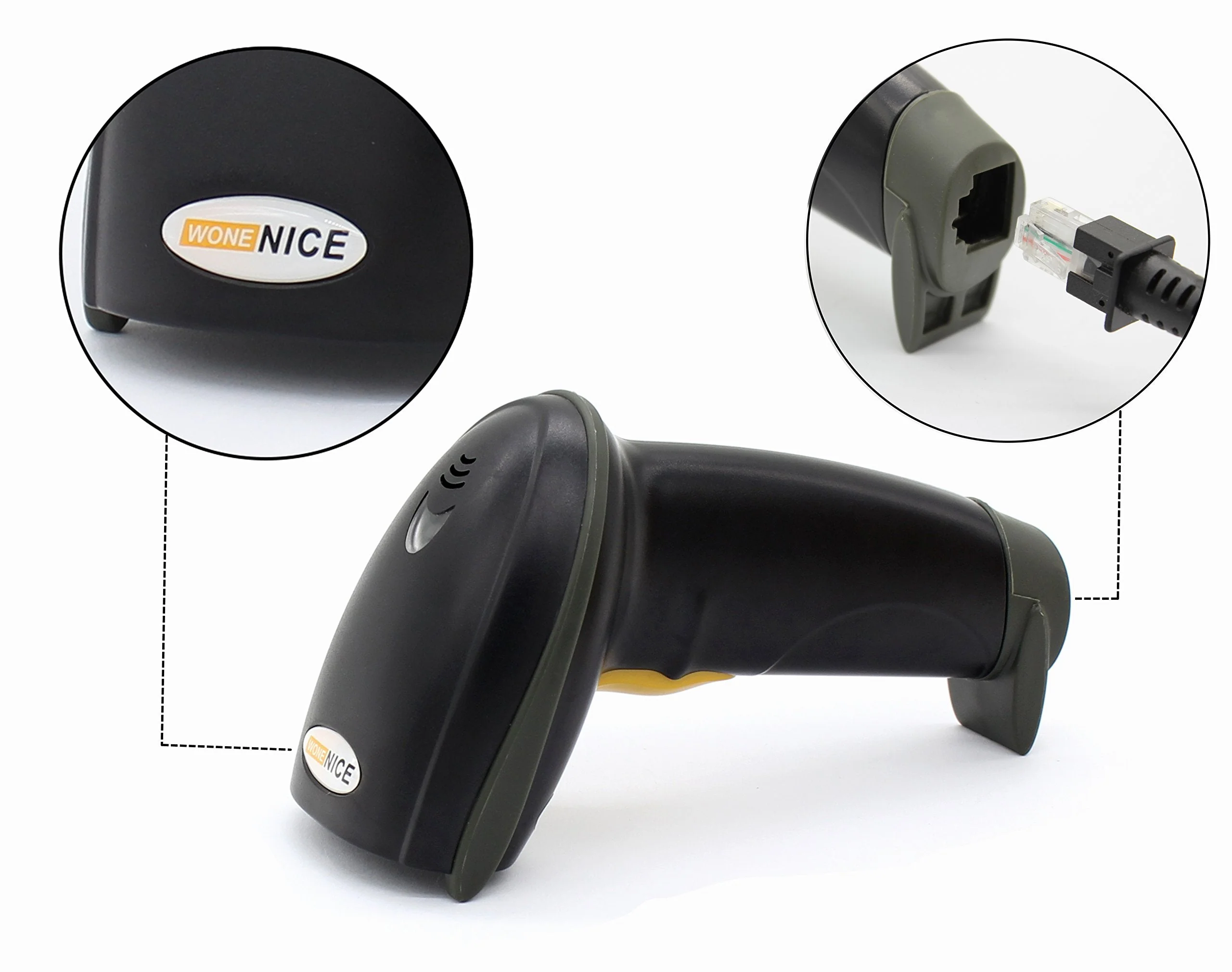 WoneNice USB Laser Barcode Scanner Wired Handheld Bar Code Scanner Reader Black - Image 4