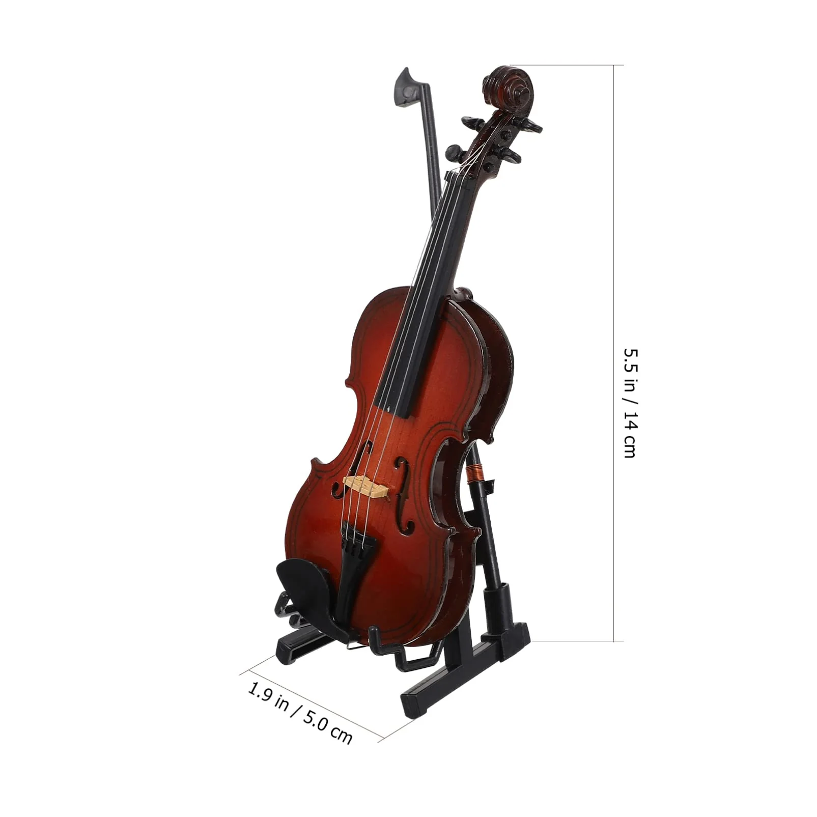 Wooden Miniature Double Bass with Stand Bow and Case Mini Contrabass Mini Musical Instrument Collectible Home Decoration 14X5X1.5CM - Image 2