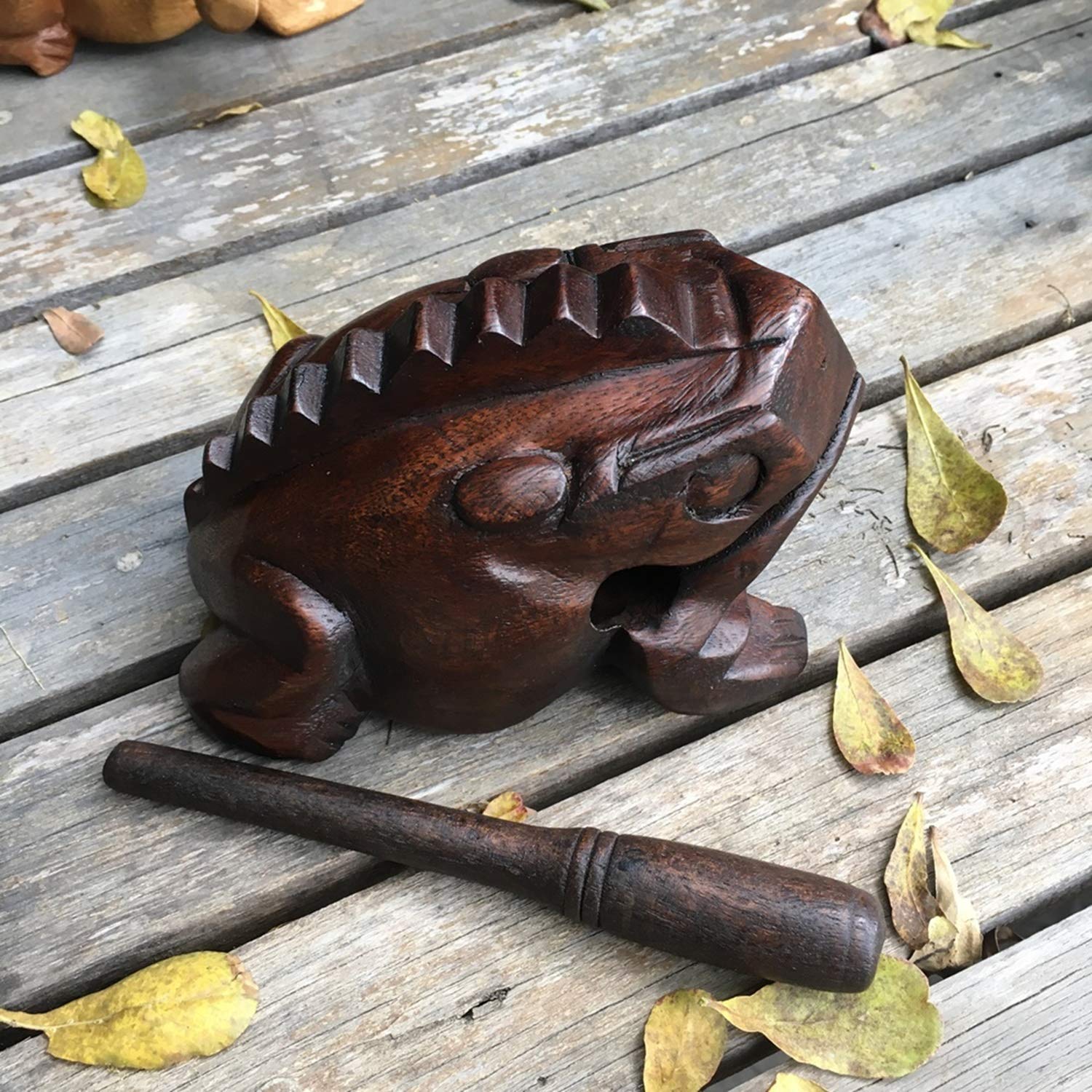 Wooden Percussion Frog, Cricket and Owl Set 3 Musical Instrument Products From Thailand Home Office Decoration Nice Gift (Small) Small - Image 7