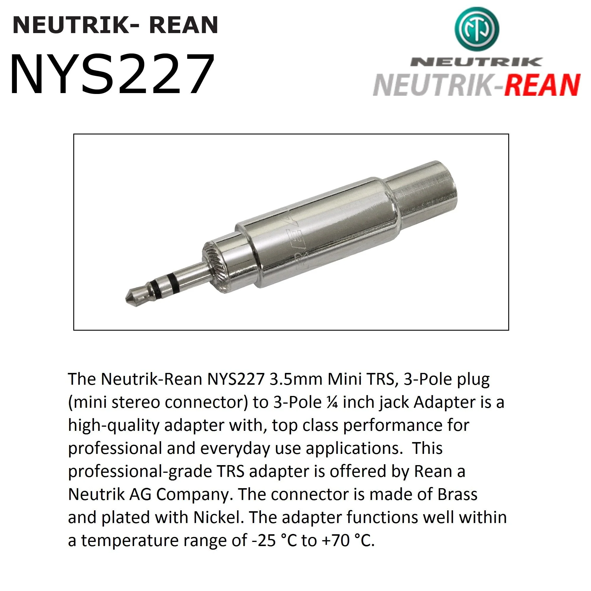 WORLDS BEST CABLES 10 Foot - Gotham GAC-4/1 Star-Quad Stereo Headphone Extension Cable & Neutrik TRS Plug to Neutrik-Rean ΒΌ inch 3-Pole Jack + 3.5 mm Plug to ΒΌ inch Jack Adapter - Custom Made - Image 8