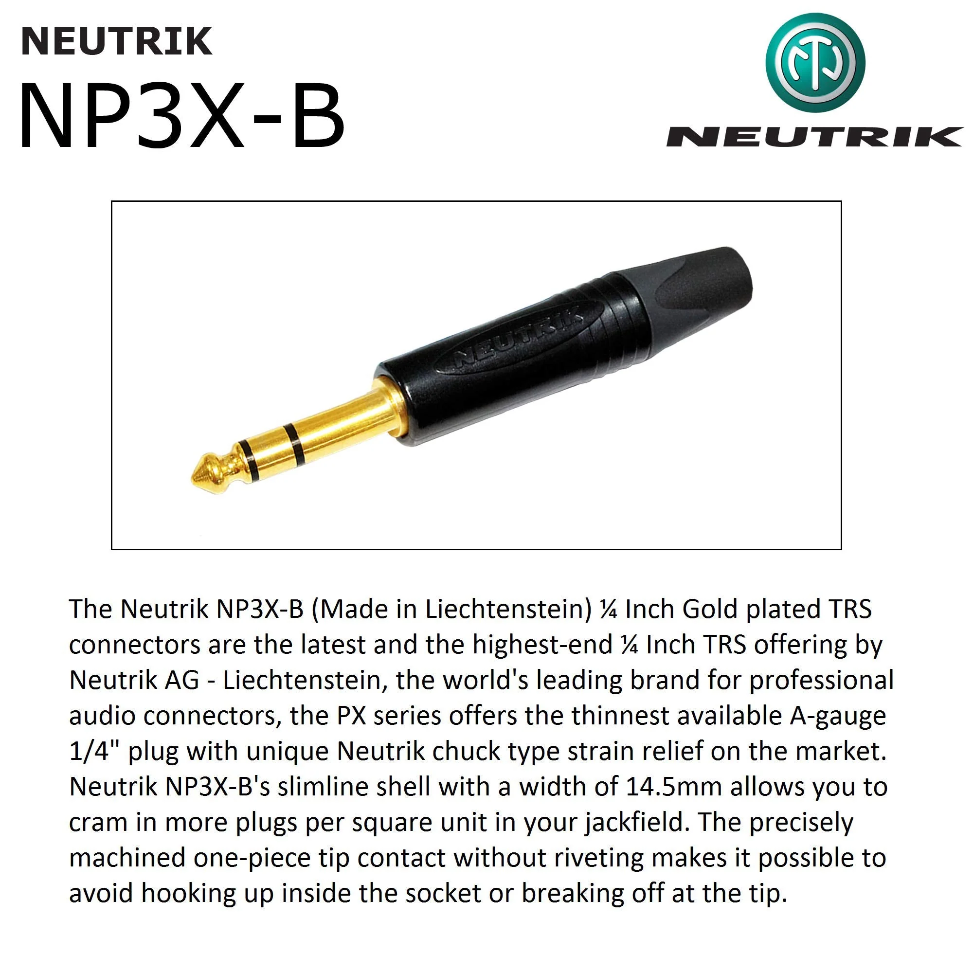 WORLDS BEST CABLES 15 Foot - Gotham GAC-4/1 (Black) - Star Quad - 2xShielded (100% Coverage) Balanced Patch Cable w/Neutrik NP3X-B ¼ Inch (6.35mm) TRS Plugs - Custom Made - Image 6