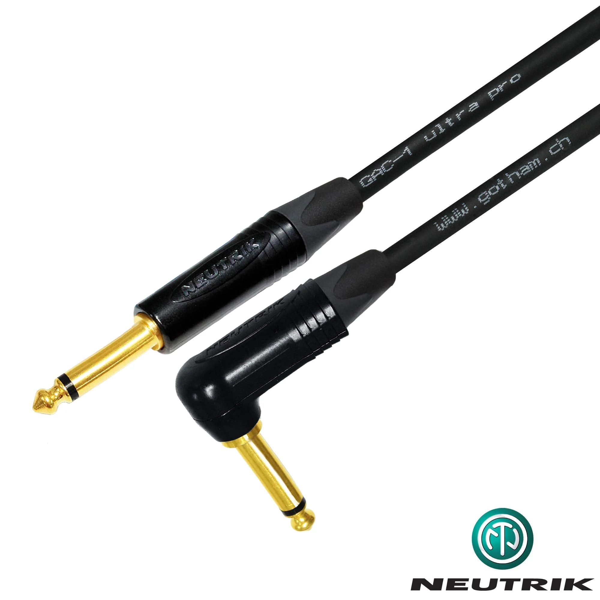 WORLDS BEST CABLES 30 Foot - Gotham GAC-1 Ultra Pro - Premium Low-Cap (21 pf/F) Guitar Bass Instrument Cable – w/Neutrik Gold Straight to Angled ¼ inch (6.35mm) TS Connectors - Custom Made - Image 5
