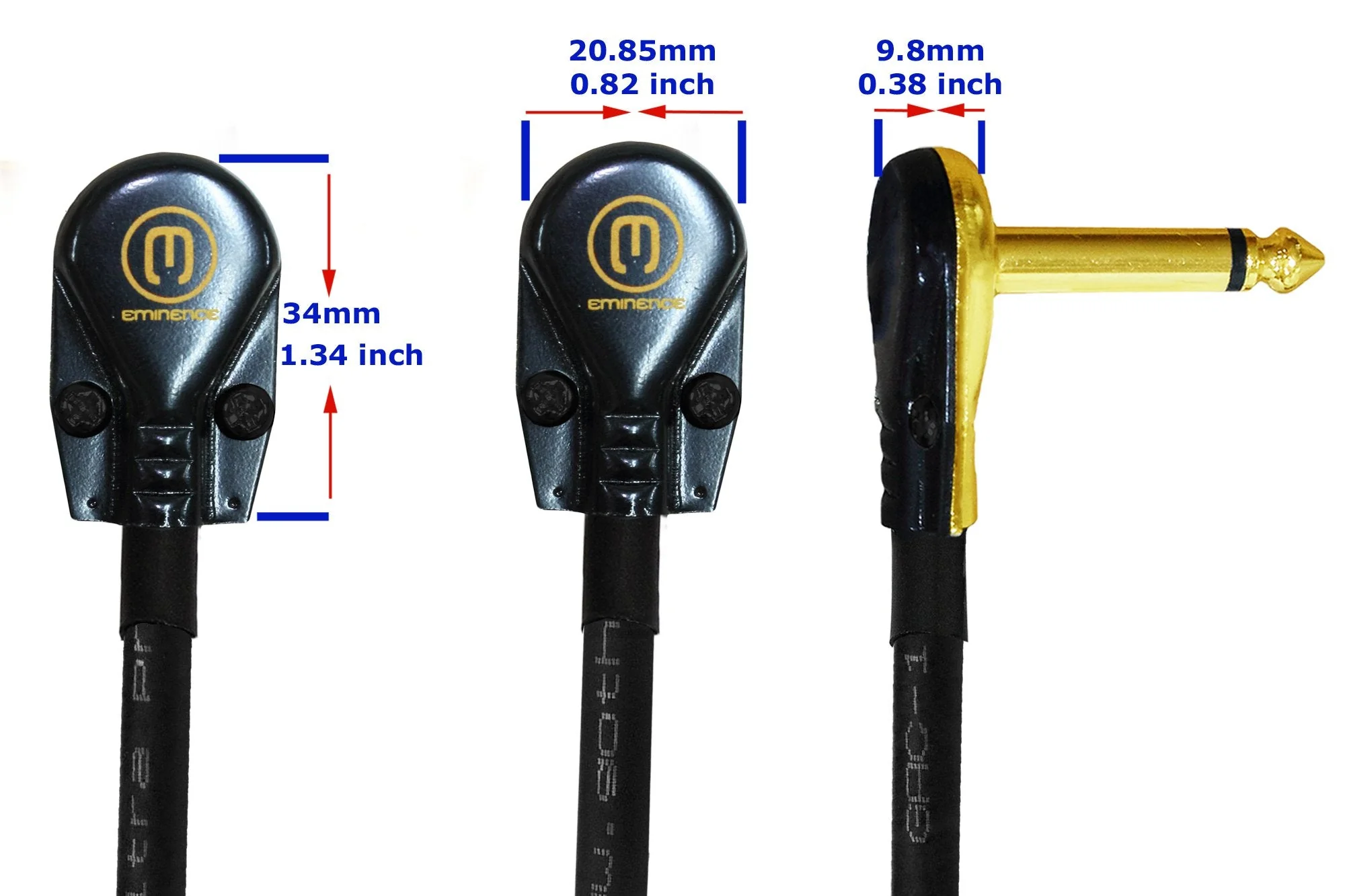 WORLDS BEST CABLES 4 Units - 12 Inch - Gotham GAC-1 Ultra Pro - Low-Cap (21pF/ft) Guitar Bass Effects Instrument, Patch Cable & Gold (6.35mm) Low-Profile R/A Pancake Type Connectors - Custom Made - Image 6