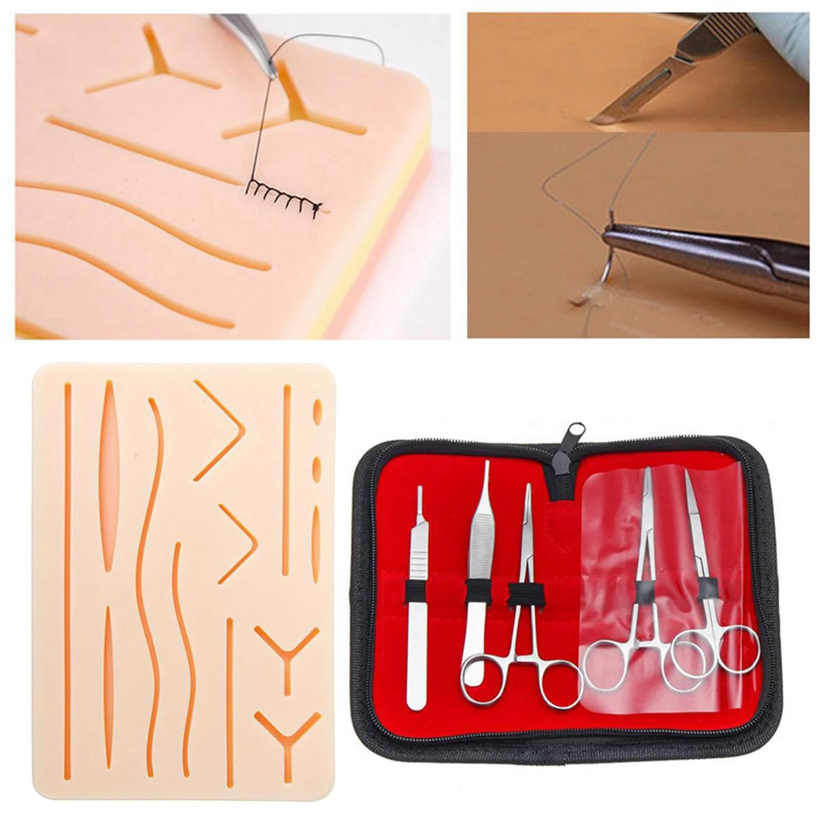 Wound Suture Exercise Kit: PRITOK 16 Pieces Suture Practice Kit, Suture Practice Set for Training for Students, Suture Set Seam Set, Silicone Suture Pads for Education Purposes Only - Image 2