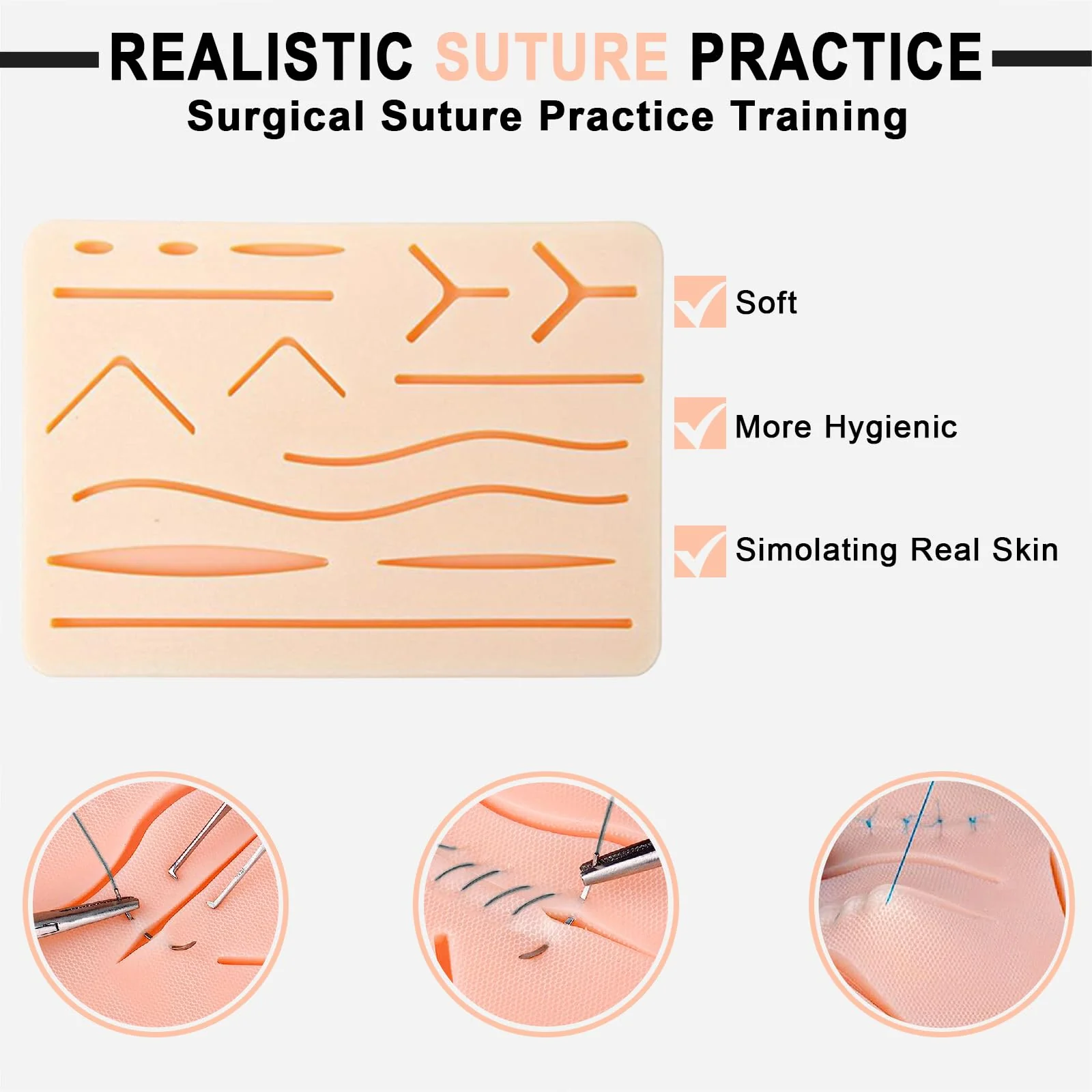 Wound Suture Exercise Kit: PRITOK 16 Pieces Suture Practice Kit, Suture Practice Set for Training for Students, Suture Set Seam Set, Silicone Suture Pads for Education Purposes Only - Image 4