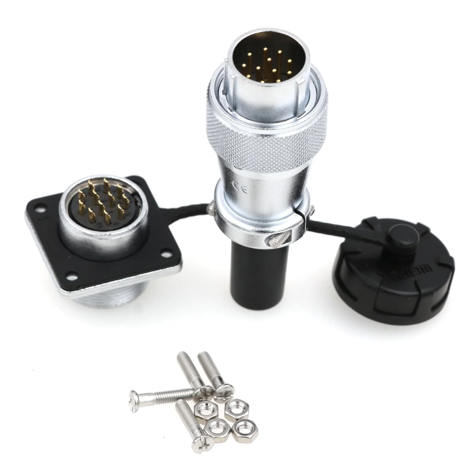 WS20 Waterproof IP67 Aviation WEIPU Connector Plug Socket M20 Square Panel Mount Electrical Power Metal Thread Connector for Industrial Signal LED (Male Plug and Female Socket, 12Pin 5A) Male Plug and Female Socket - Image 2