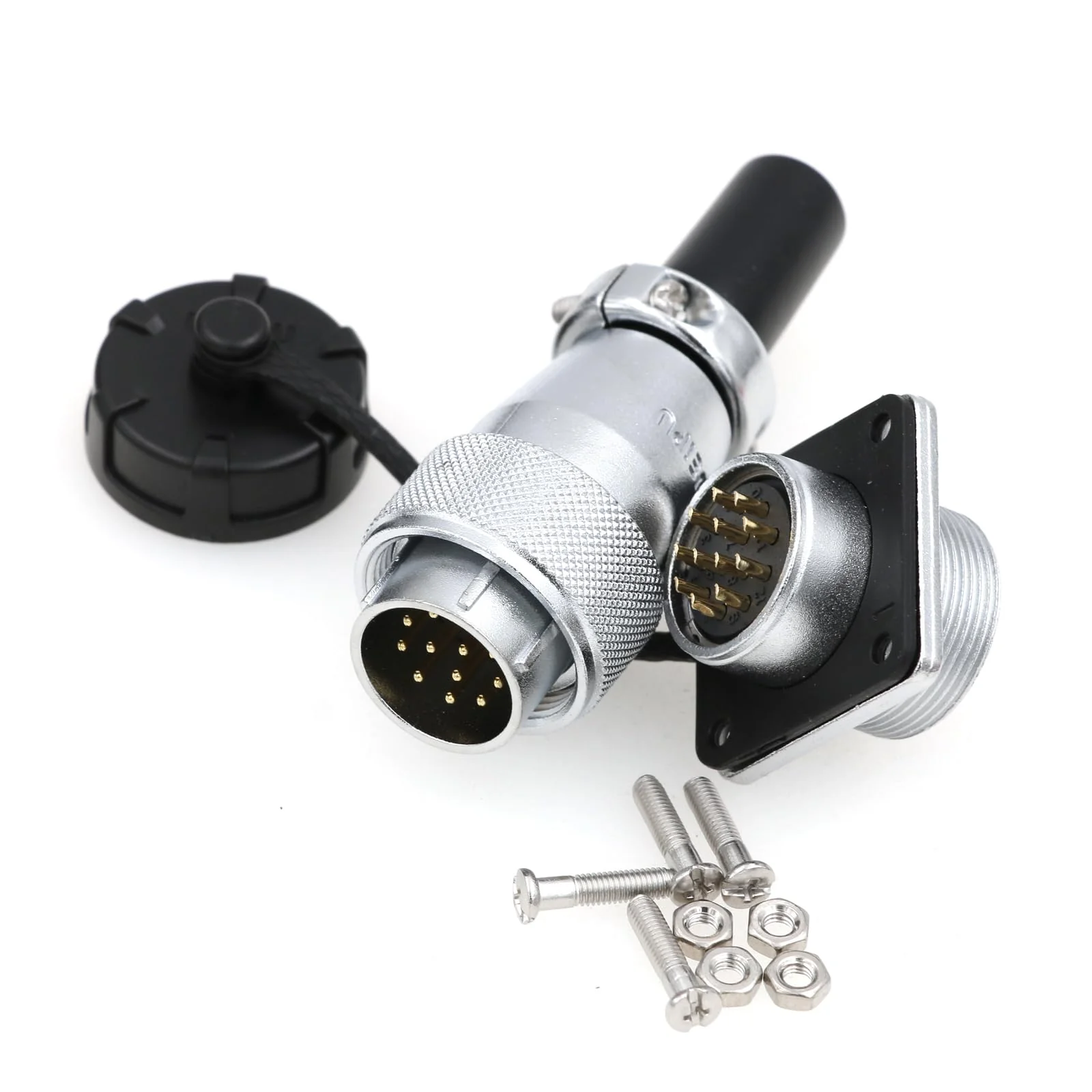 WS20 Waterproof IP67 Aviation WEIPU Connector Plug Socket M20 Square Panel Mount Electrical Power Metal Thread Connector for Industrial Signal LED (Male Plug and Female Socket, 12Pin 5A) Male Plug and Female Socket - Image 3