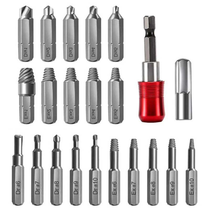 WSOOX Screw Extractor Set, 22 Pieces, Extractor, Screw Extractor Tool Damaged Screw Remover Extractor Set