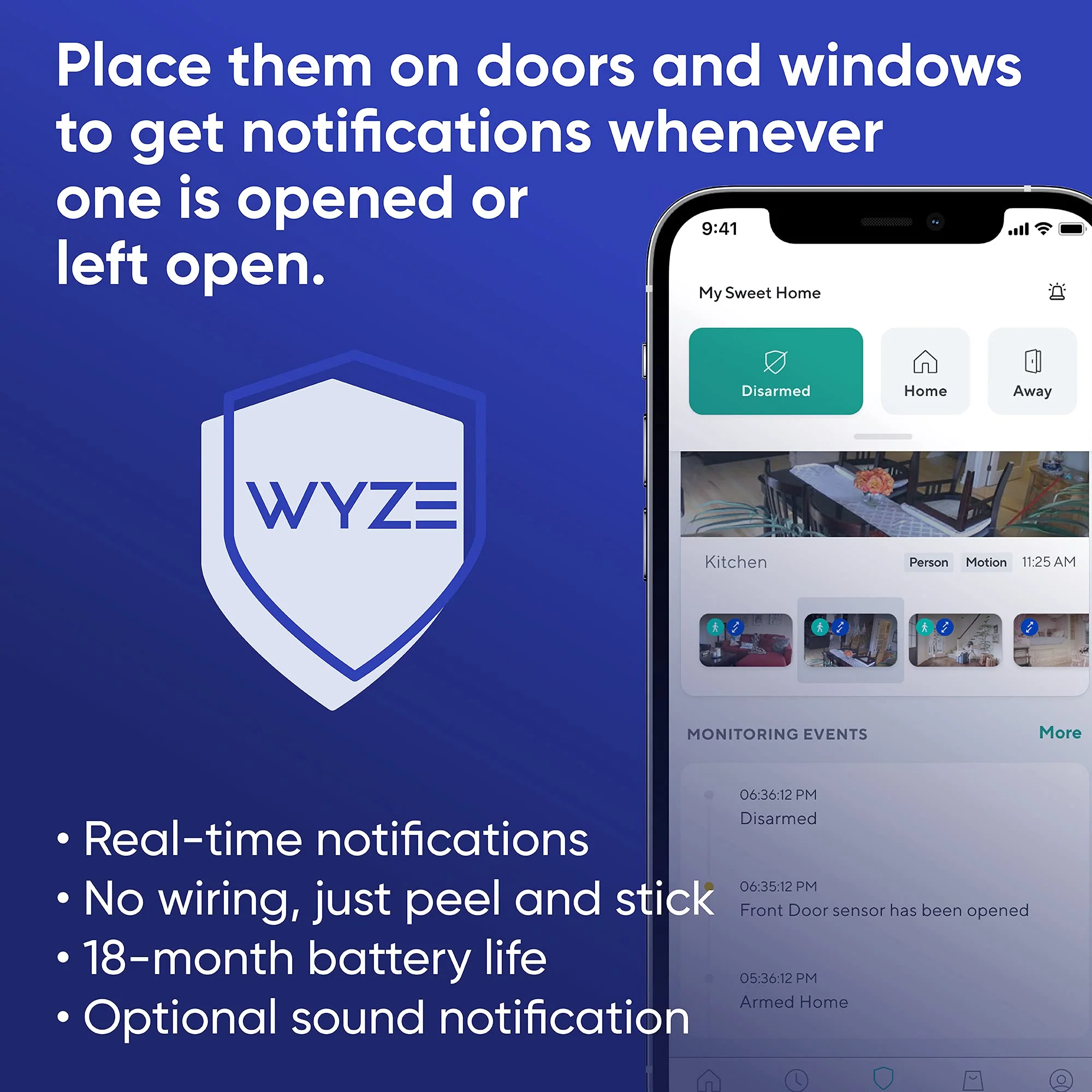 Wyze Home Security System Entry Sensor - Window and Door Entry Protection (3-Pack) Wyze Sense Hub required Entry Sensor (3-Pack) - Image 3