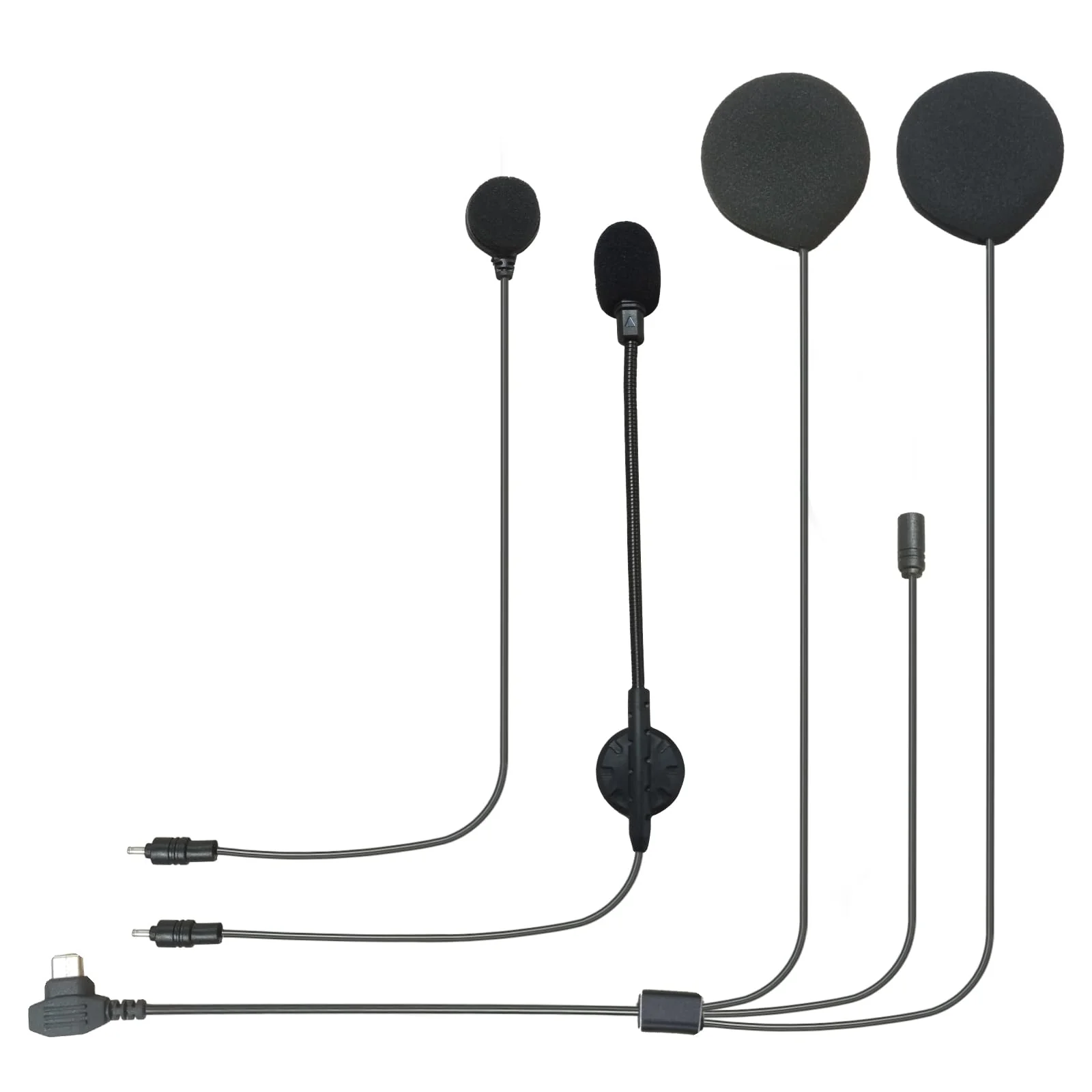 XGP Motorcycle Helmet Headset Hi-fi Speakers with Boom and Button Microphone Audio Kit 2-Way Intercom