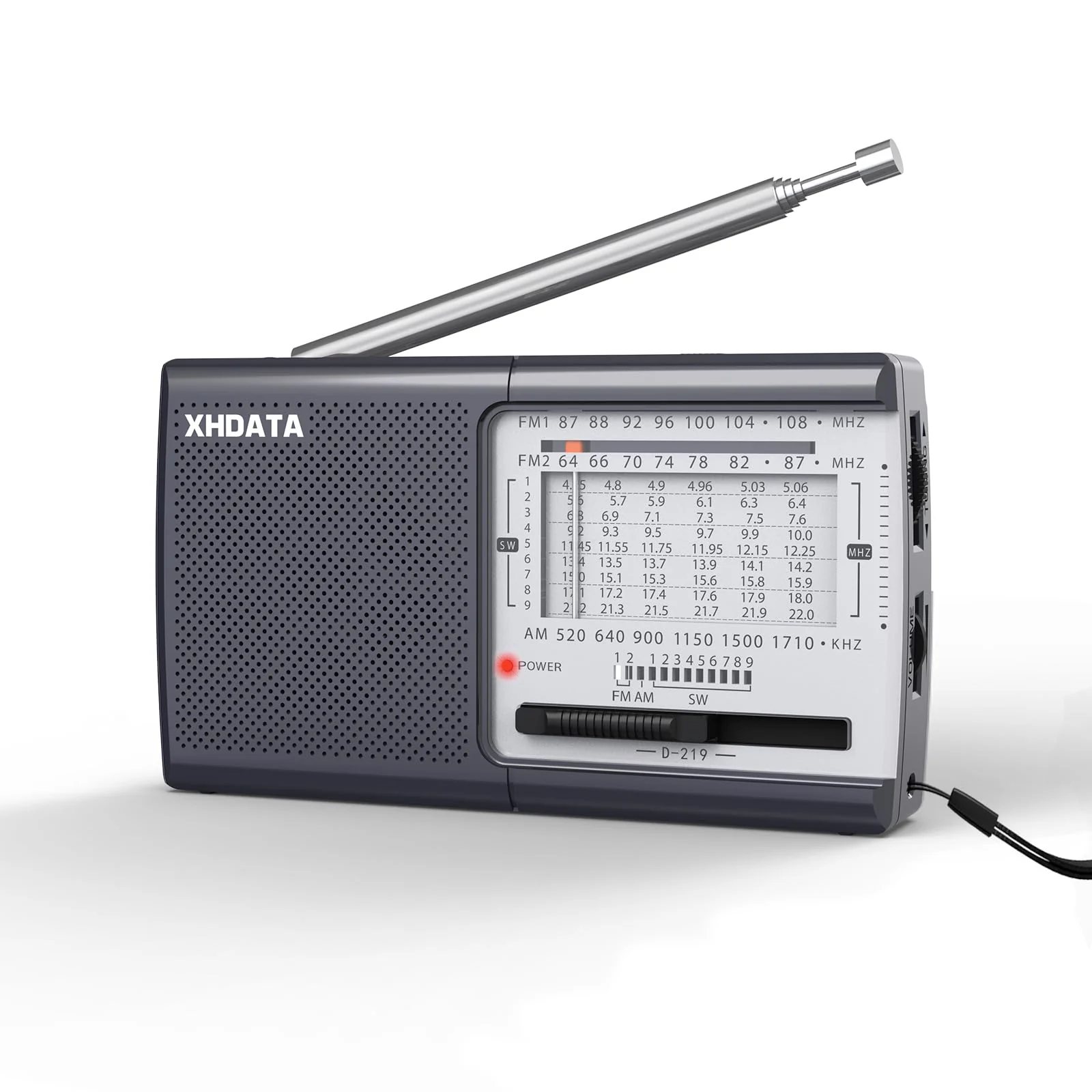XHDATA D219 Radios Portable Am Fm with Strong Reception Compact Design, Small Battery Operated Transistor Radio(AA) Clear Sound Speaker Earphone Jack Ideal Gifts for Elder, Family, Outdoor, Gray Grey