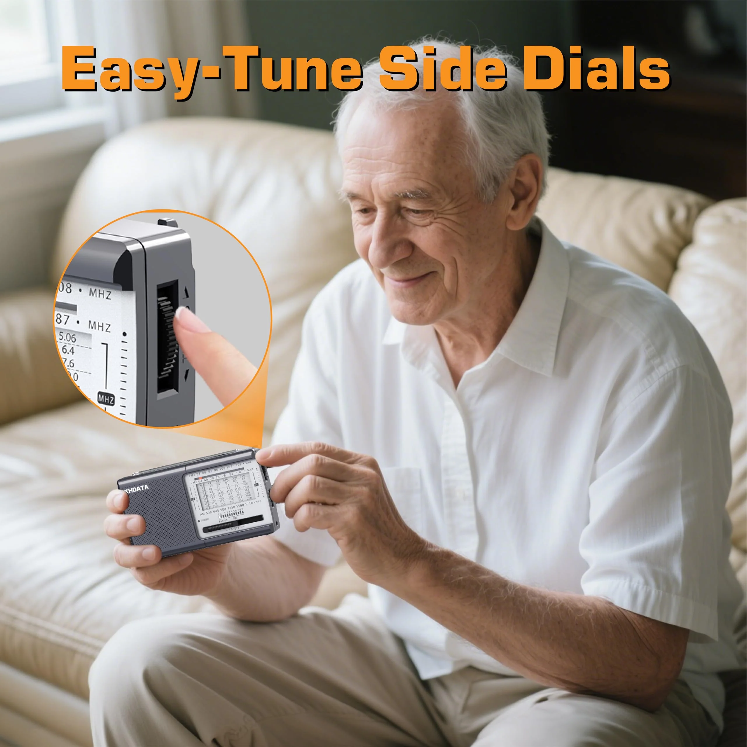 XHDATA D219 Radios Portable Am Fm with Strong Reception Compact Design, Small Battery Operated Transistor Radio(AA) Clear Sound Speaker Earphone Jack Ideal Gifts for Elder, Family, Outdoor, Gray Grey - Image 6