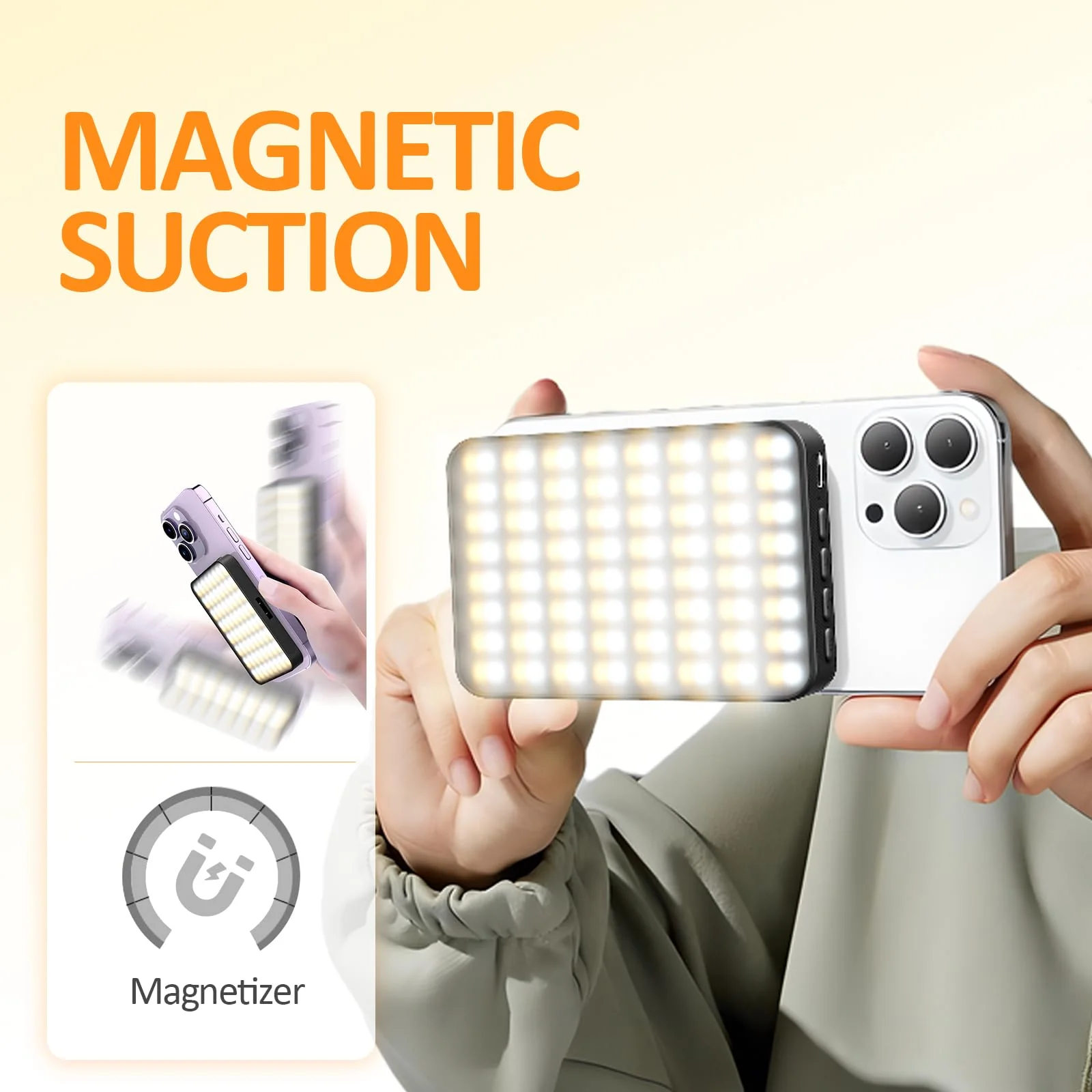 XINBAOHONG Rechargeable Clip Fill Video Conference Light, Magnetic Selfie Light for Phone Android Camera iPad Laptop 128 LED Phone Light for Makeup TikTok Selfie Vlog - Image 3