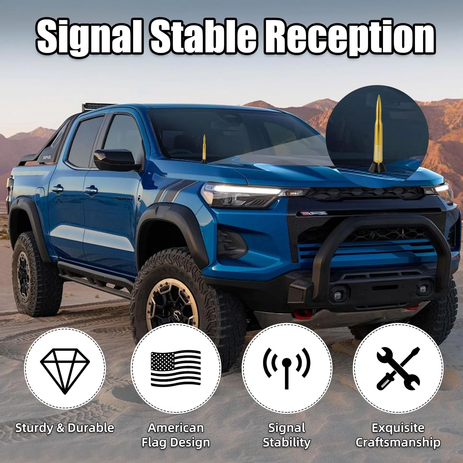 Xinhongfei Car Bullet Antenna Truck Antenna car Exterior Accessories American Flag for Radio for Truck SUV (7.8gold) 7.8gold - Image 4