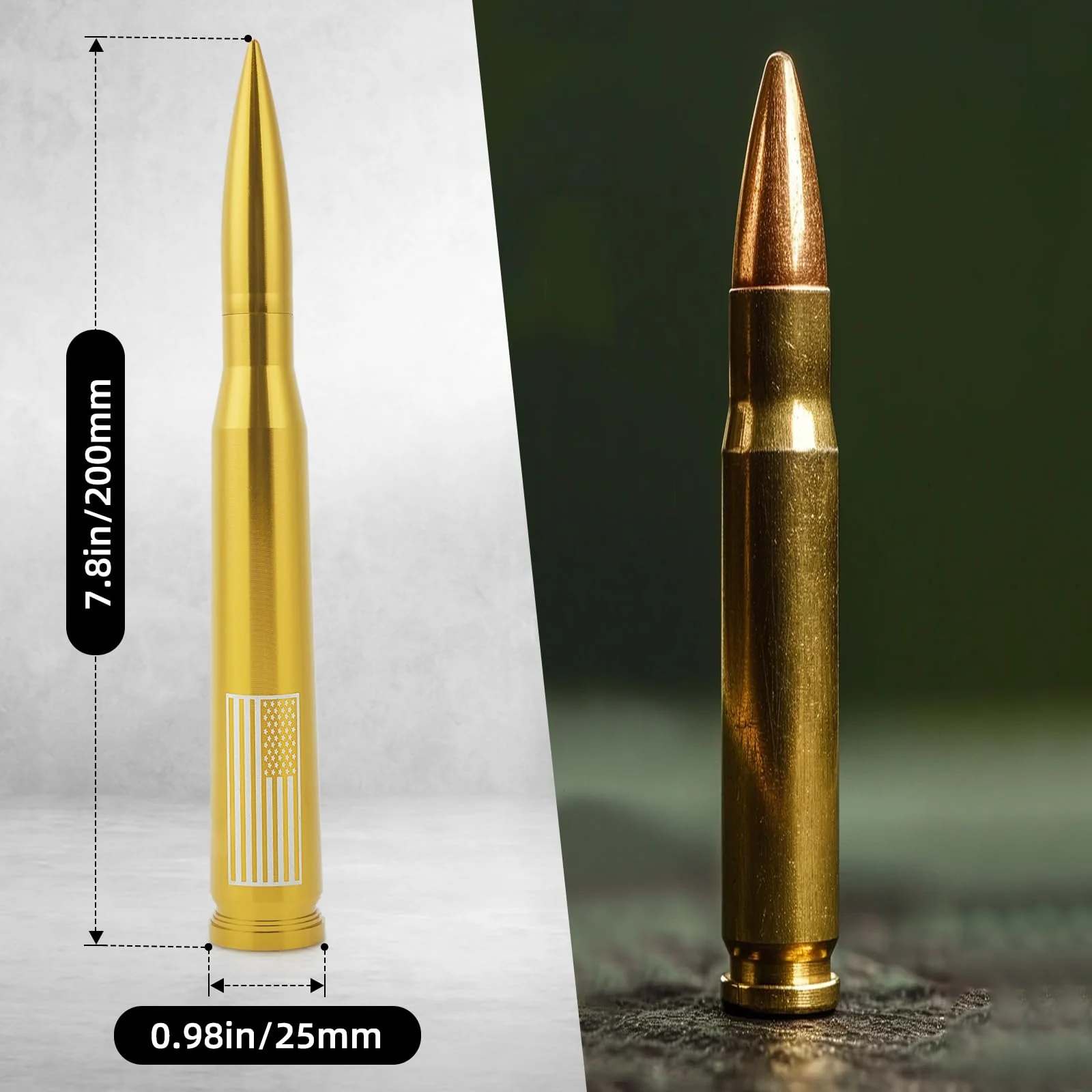 Xinhongfei Car Bullet Antenna Truck Antenna car Exterior Accessories American Flag for Radio for Truck SUV (7.8gold) 7.8gold - Image 5