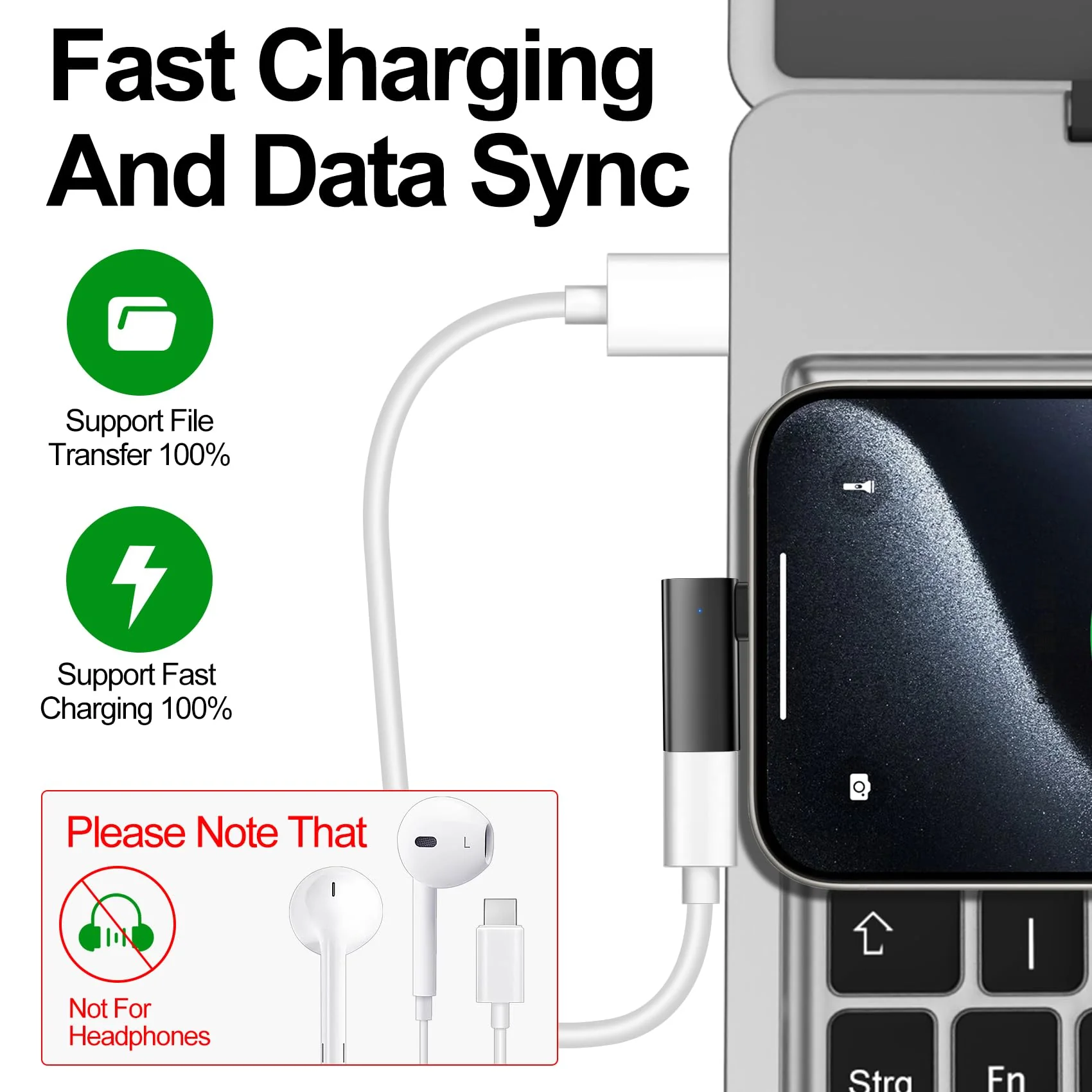 xiwxi 2Pack 90 Degree Lightning to USB C Charger Converter for iPhone 15/15Pro/15 Pro Max Plus,Samsung S24 S23,iPad Air,27W PD Fast Charging&Data Transfer,Type C Devices,Not Audio/OTG/PS/2 Cables Black - Image 4