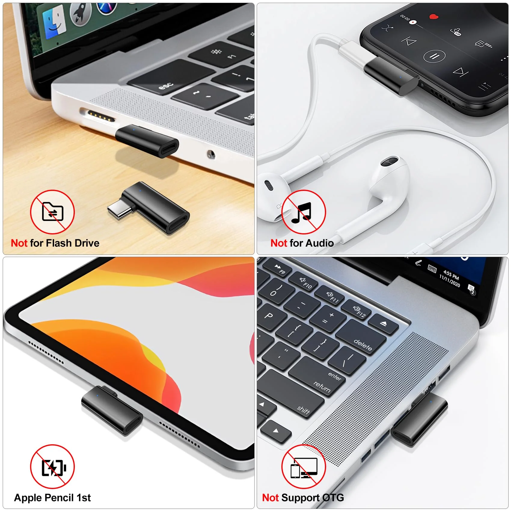 xiwxi 2Pack 90 Degree Lightning to USB C Charger Converter for iPhone 15/15Pro/15 Pro Max Plus,Samsung S24 S23,iPad Air,27W PD Fast Charging&Data Transfer,Type C Devices,Not Audio/OTG/PS/2 Cables Black - Image 7