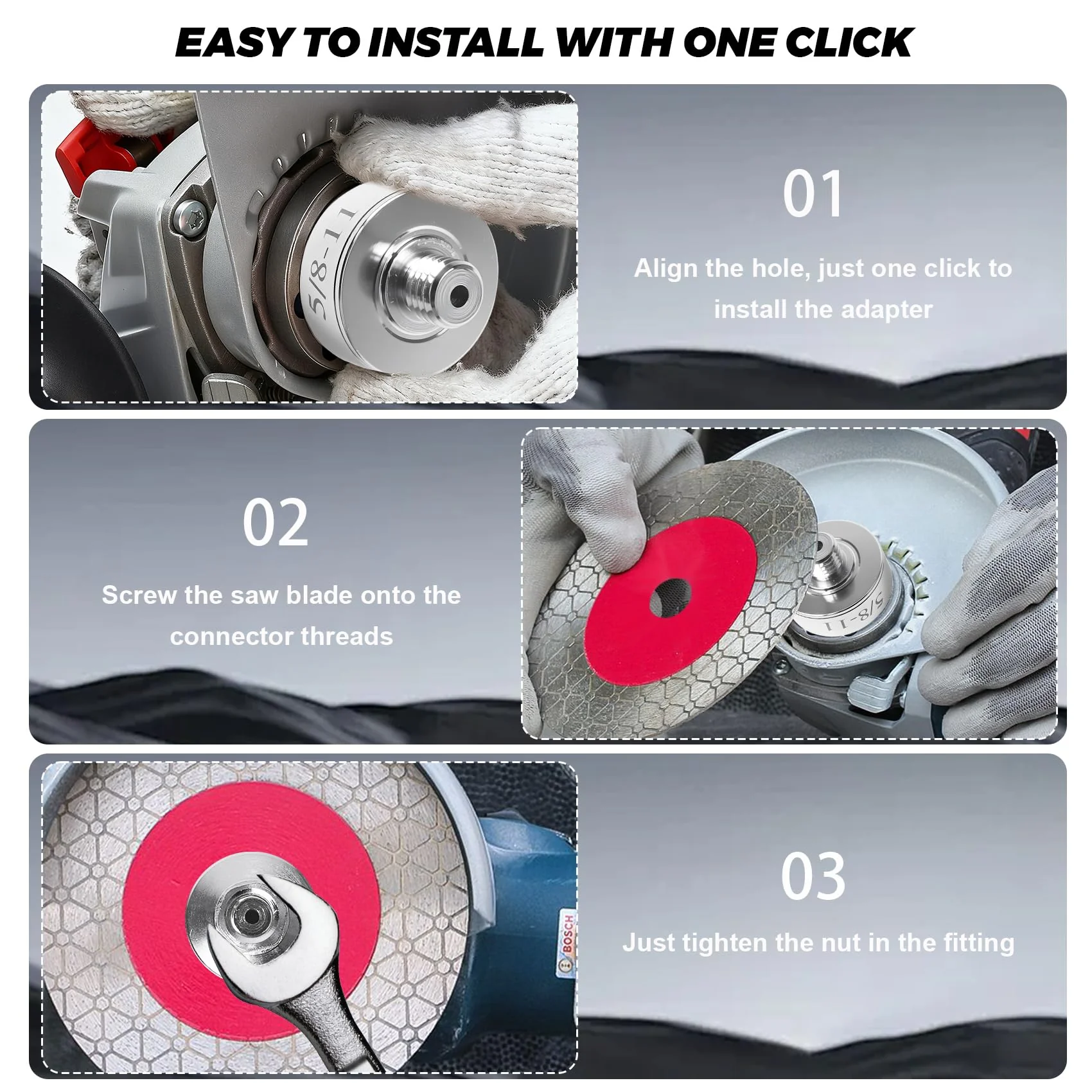 XLOCK to 5/8"-11 Thread Adapter Kit – Stainless Steel Angle Grinder Quick-Change Conversion for Saw Blades/Polish Discs/Diamond Core Bits, Include Flange Lock Nut, Convert XLOCK Tool - Image 2